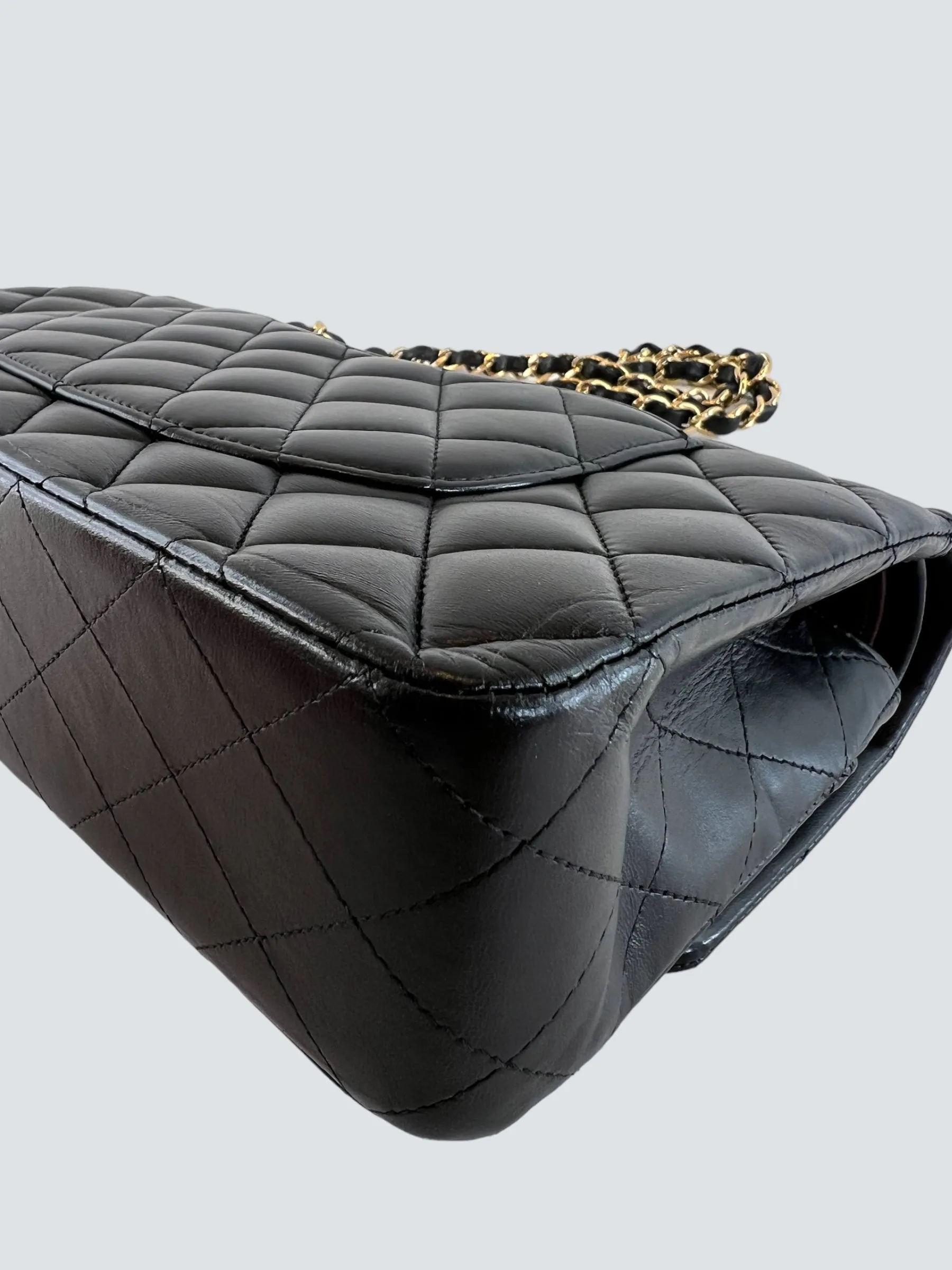 Chanel Black Lambskin Leather Medium Double Flap