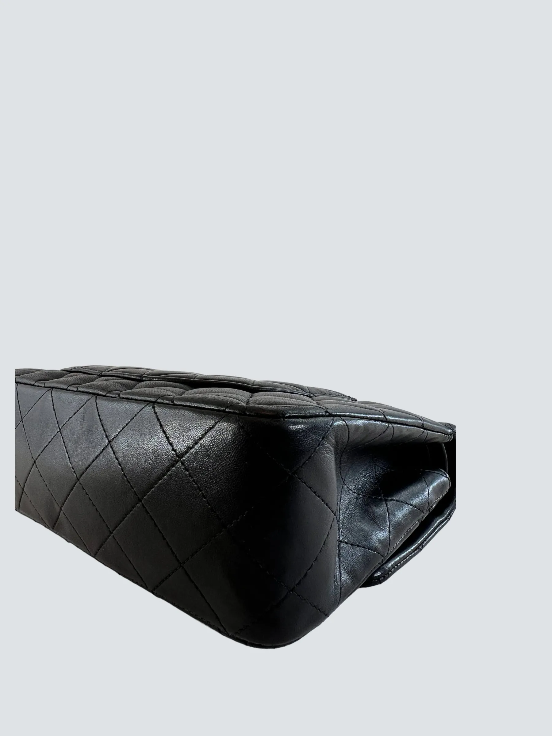 Chanel Black Lambskin Leather Medium Double Flap