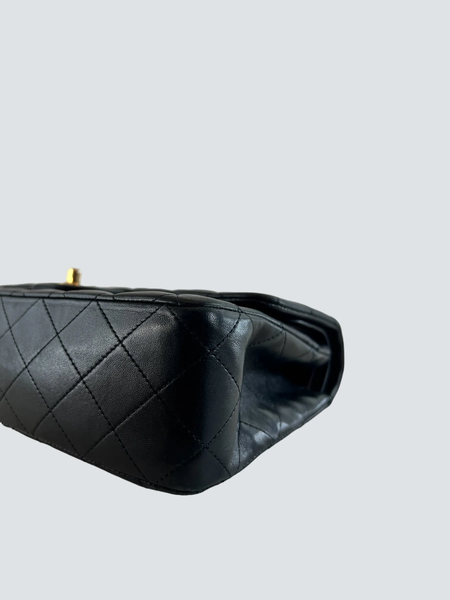 Chanel Black Lambskin Leather Medium Double Flap