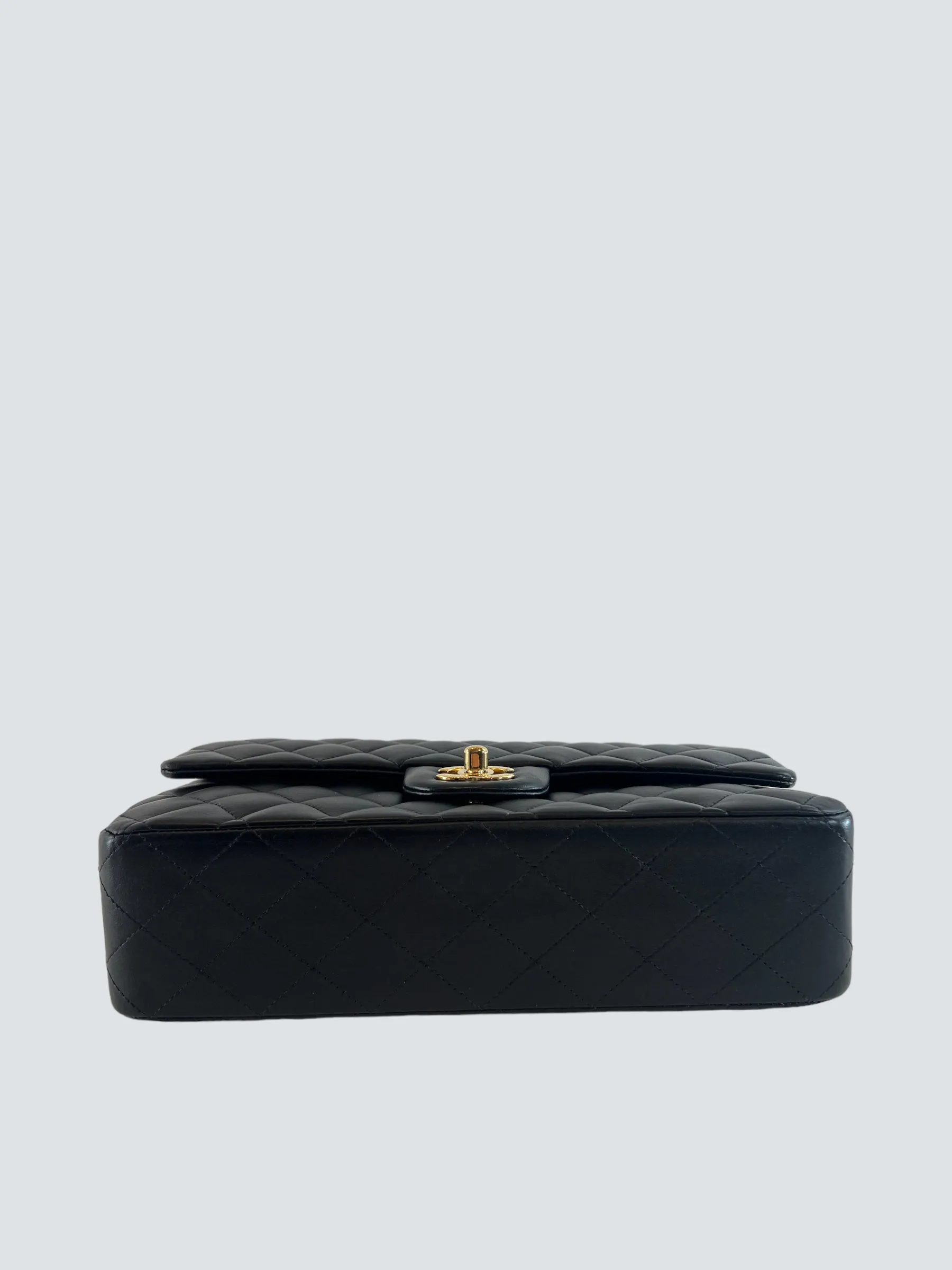 Chanel Black Lambskin Leather Medium Double Flap