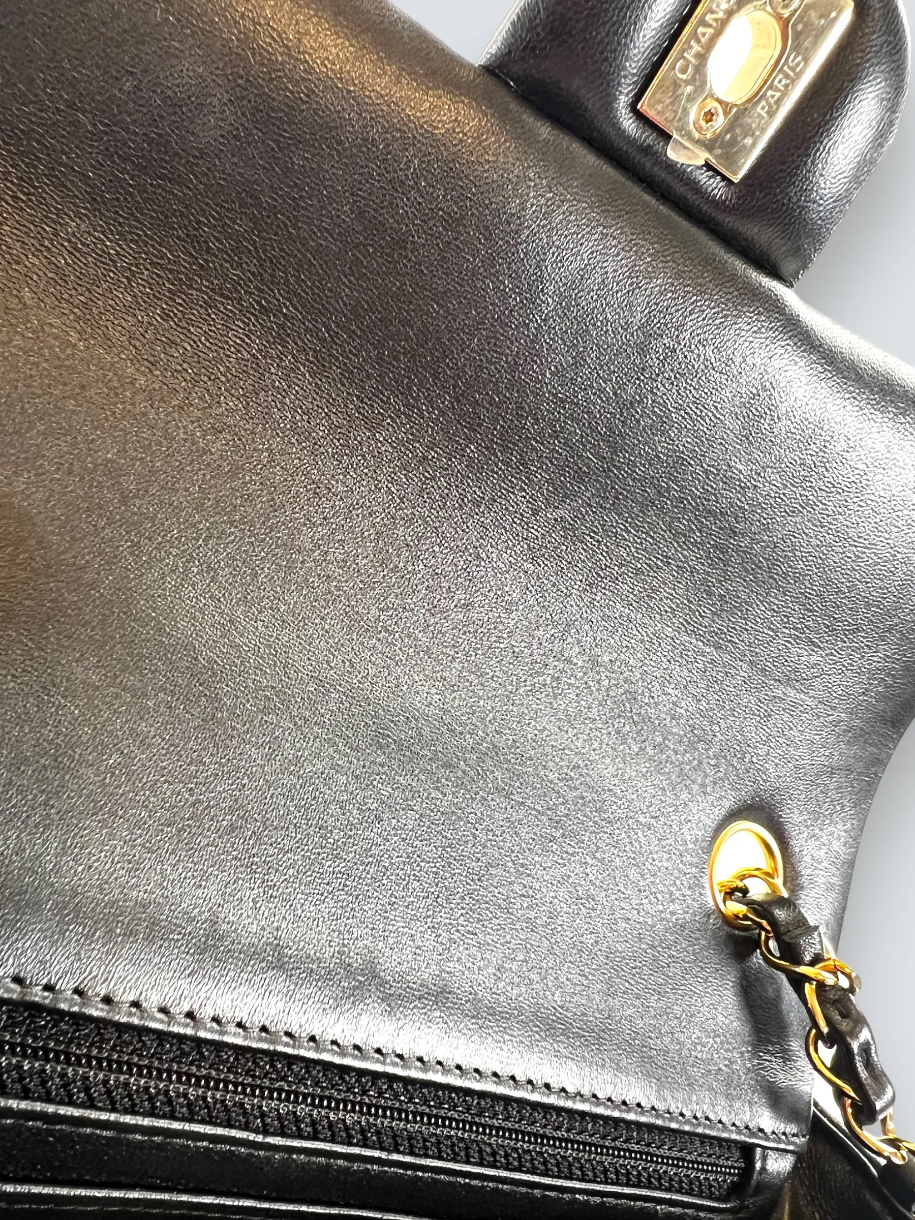Chanel Black Lambskin Leather Mini Rectangular