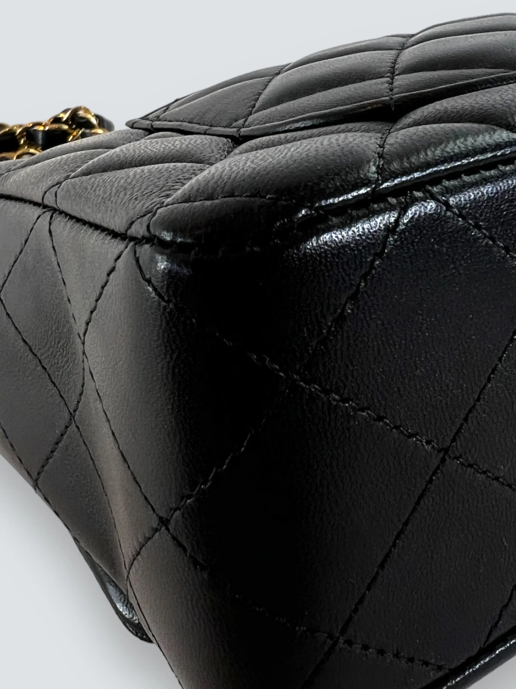 Chanel Black Lambskin Leather Mini Rectangular