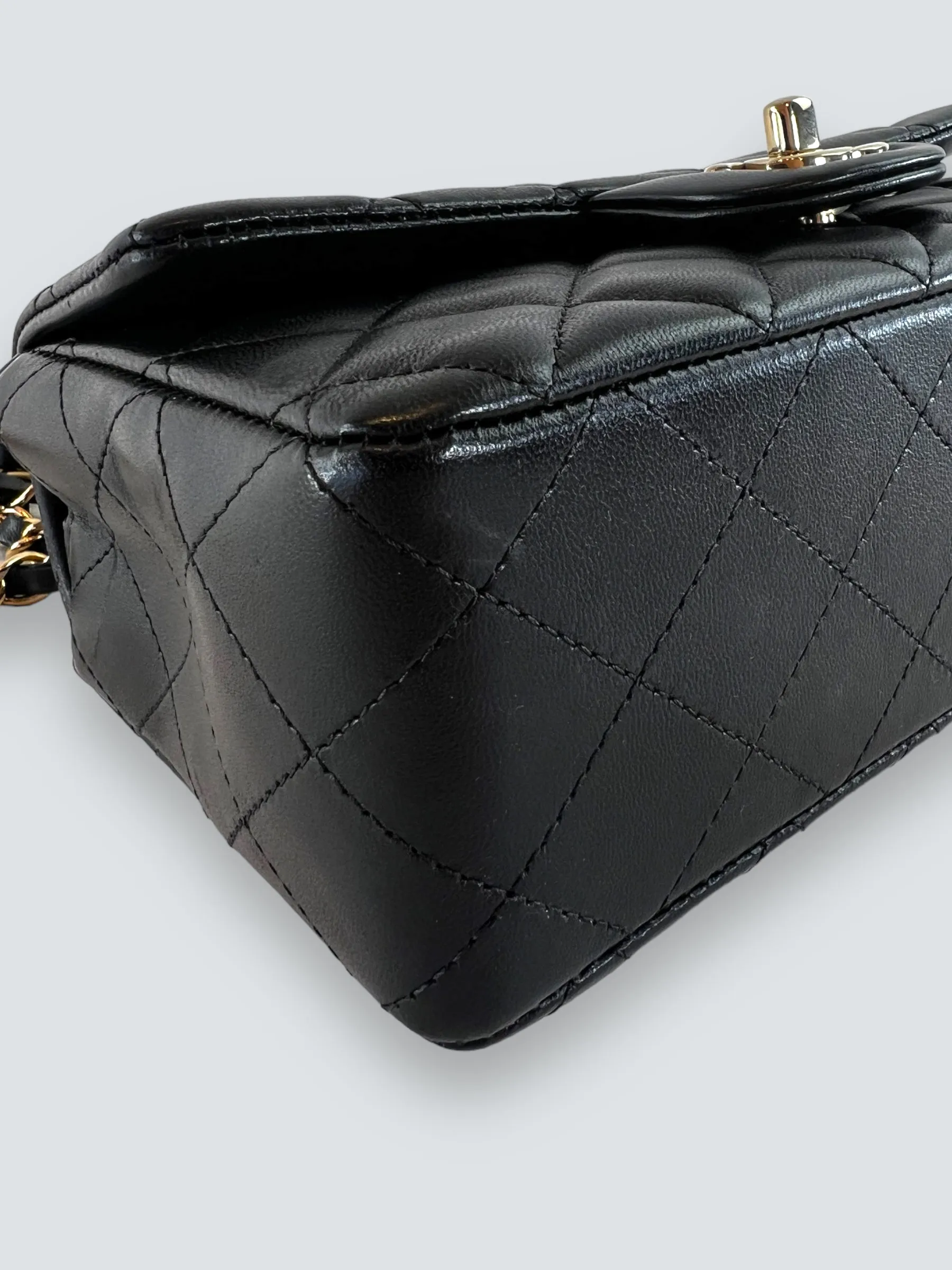 Chanel Black Lambskin Leather Mini Rectangular