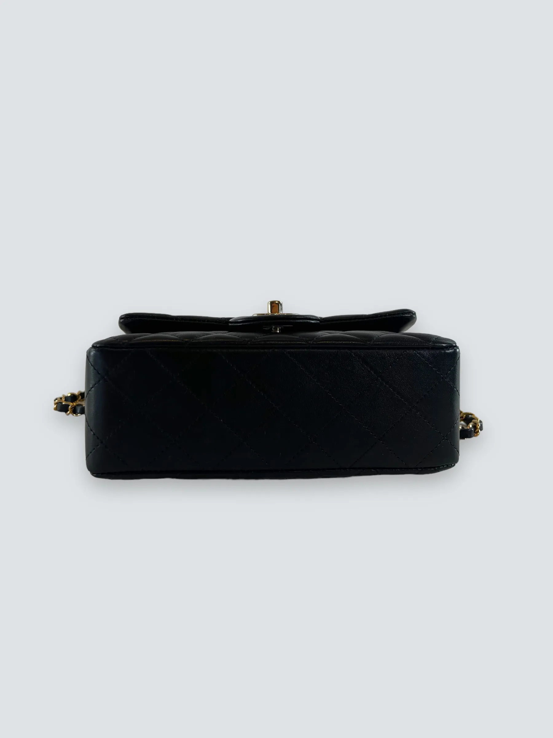 Chanel Black Lambskin Leather Mini Rectangular