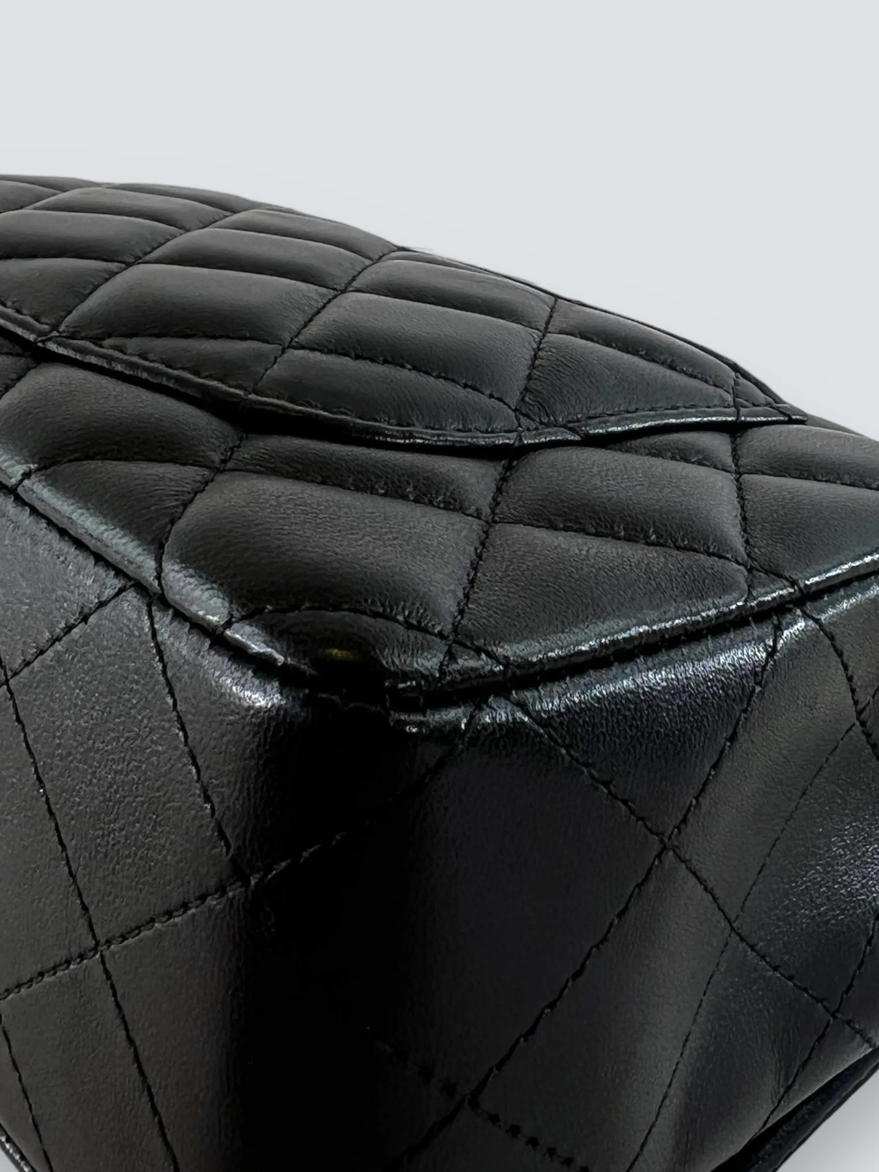 Chanel Black Lambskin Leather Mini Rectangular