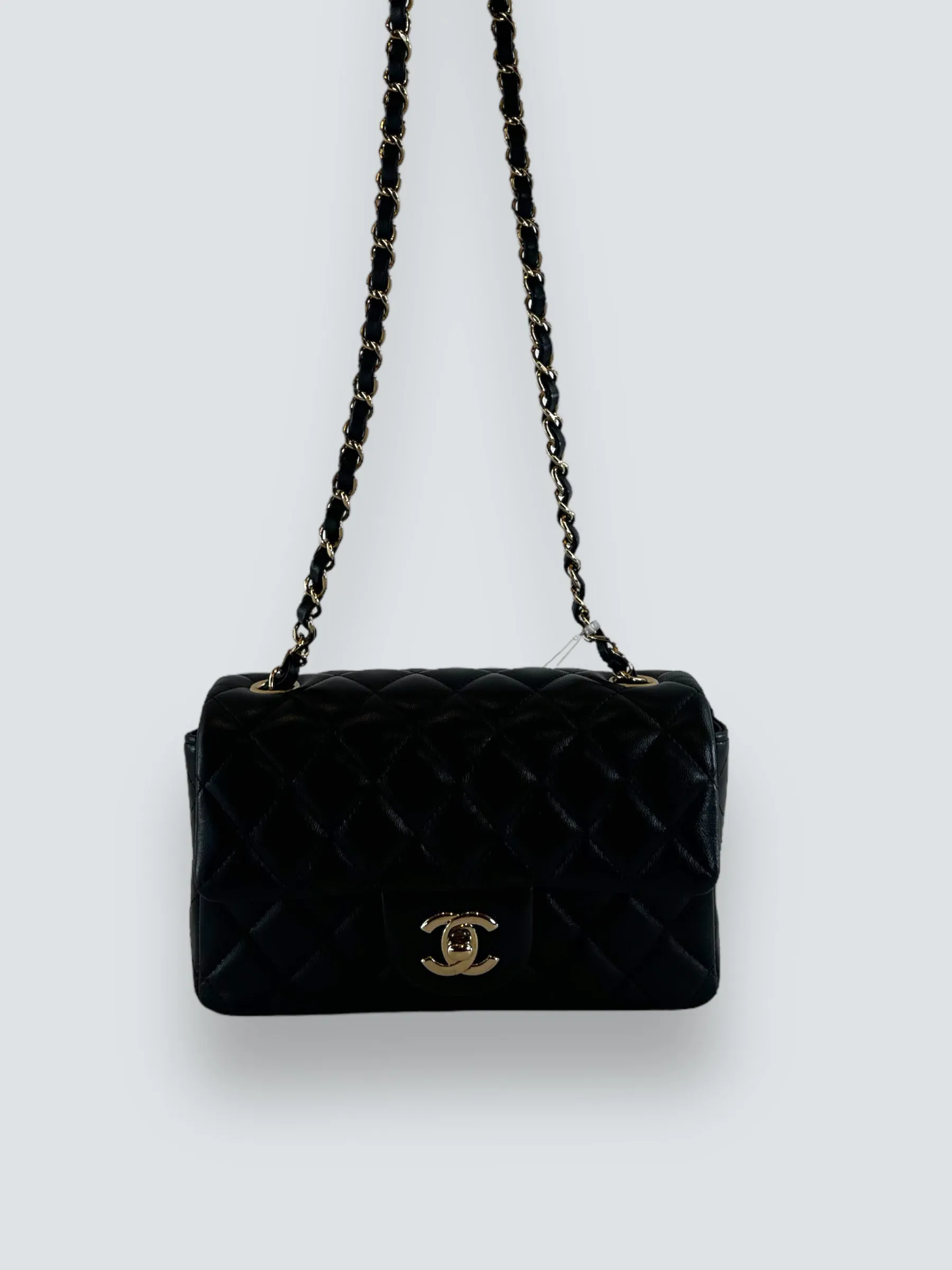 Chanel Black Lambskin Leather Mini Rectangular