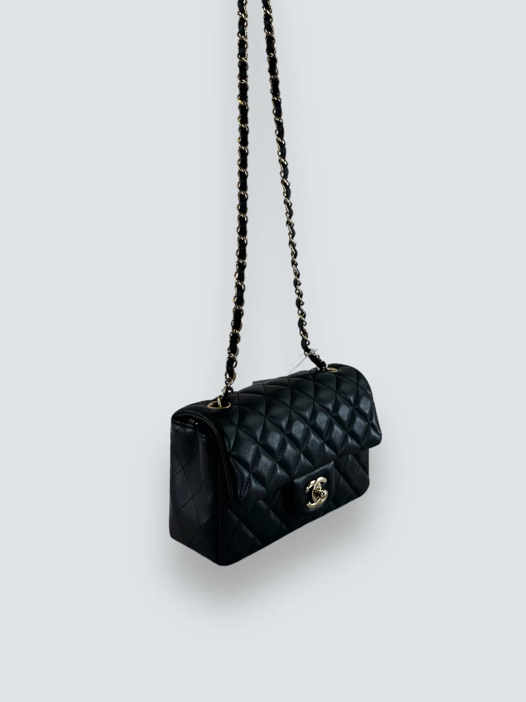 Chanel Black Lambskin Leather Mini Rectangular