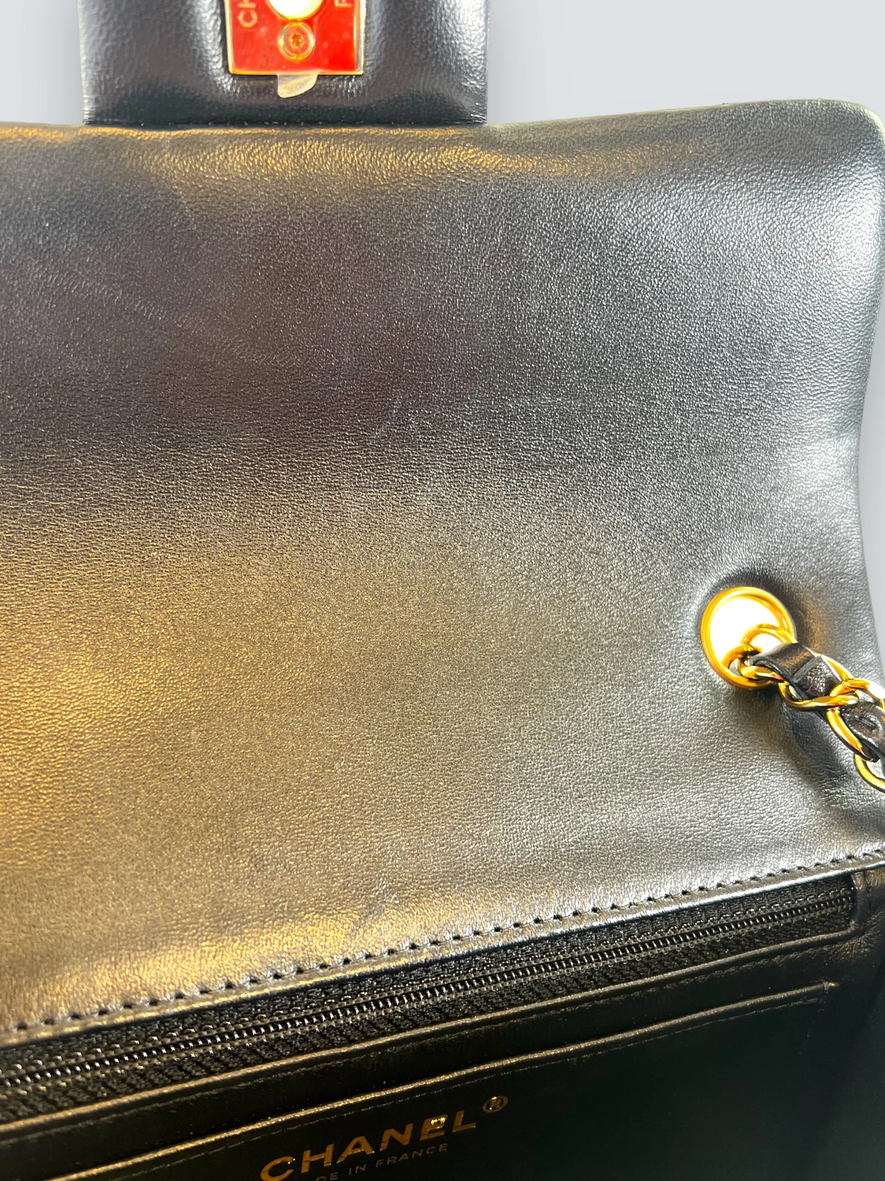 Chanel Black Lambskin Leather Mini Rectangular