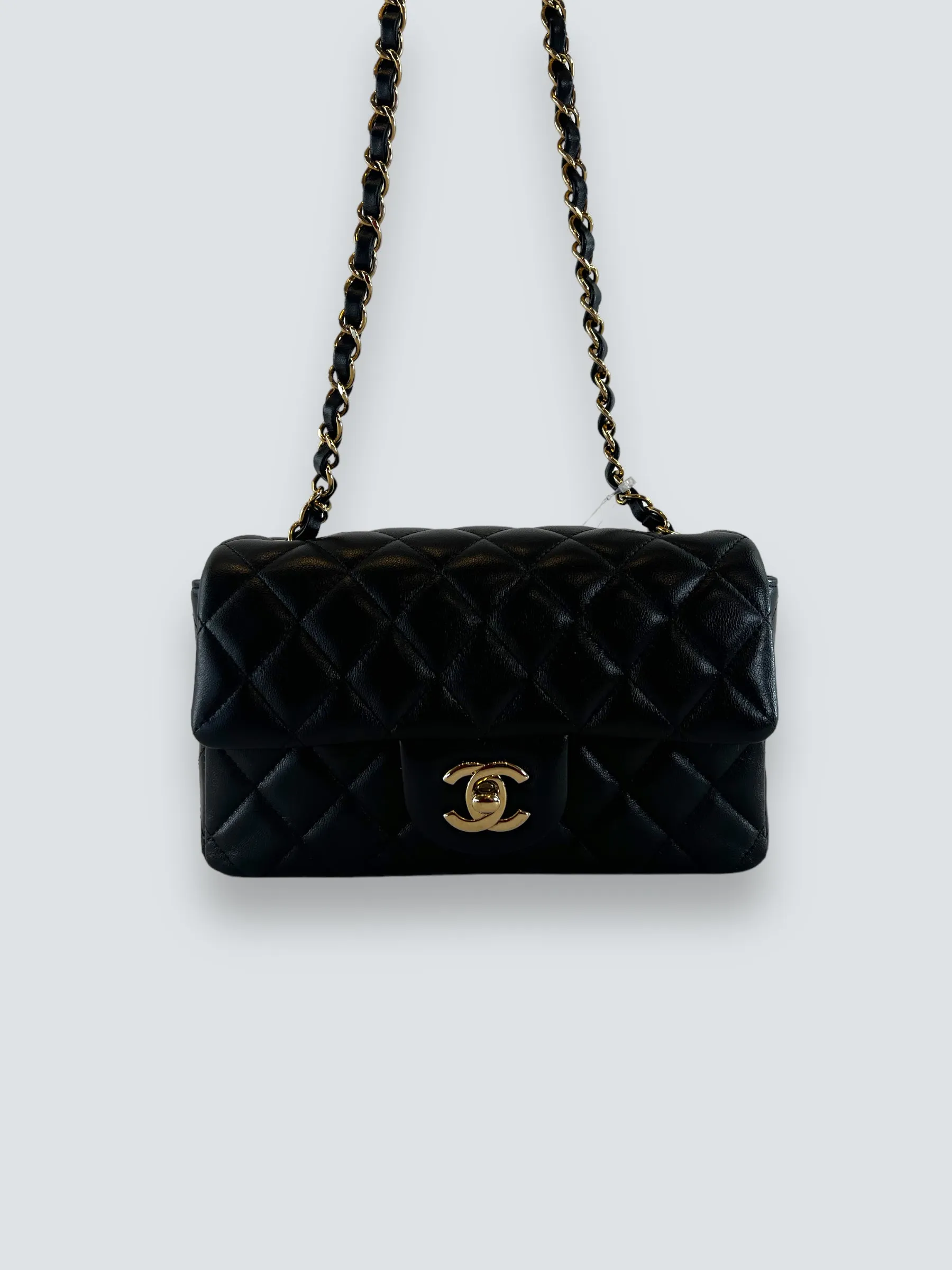Chanel Black Lambskin Leather Mini Rectangular