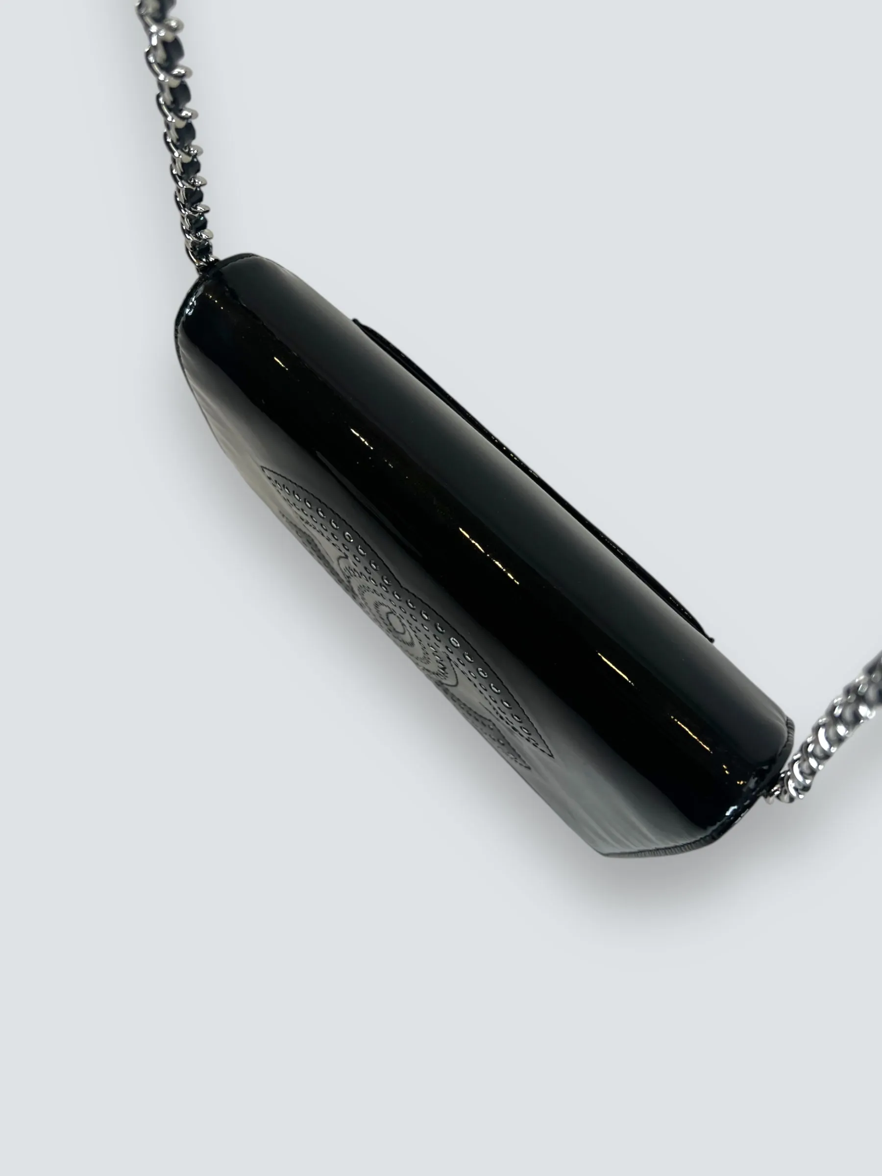 Chanel Black Patent Leather Wallet on Chain with Diamonte CC