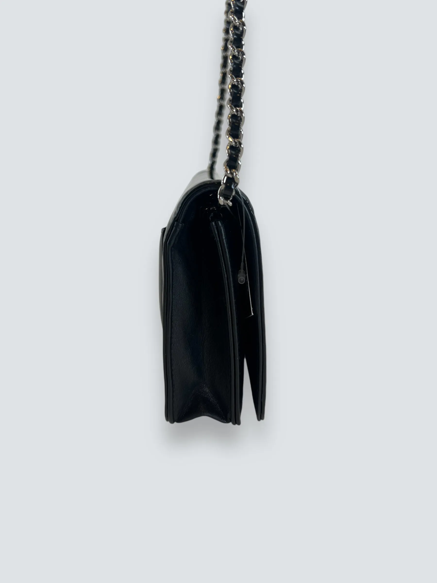 Chanel Black Patent Leather Wallet on Chain with Diamonte CC