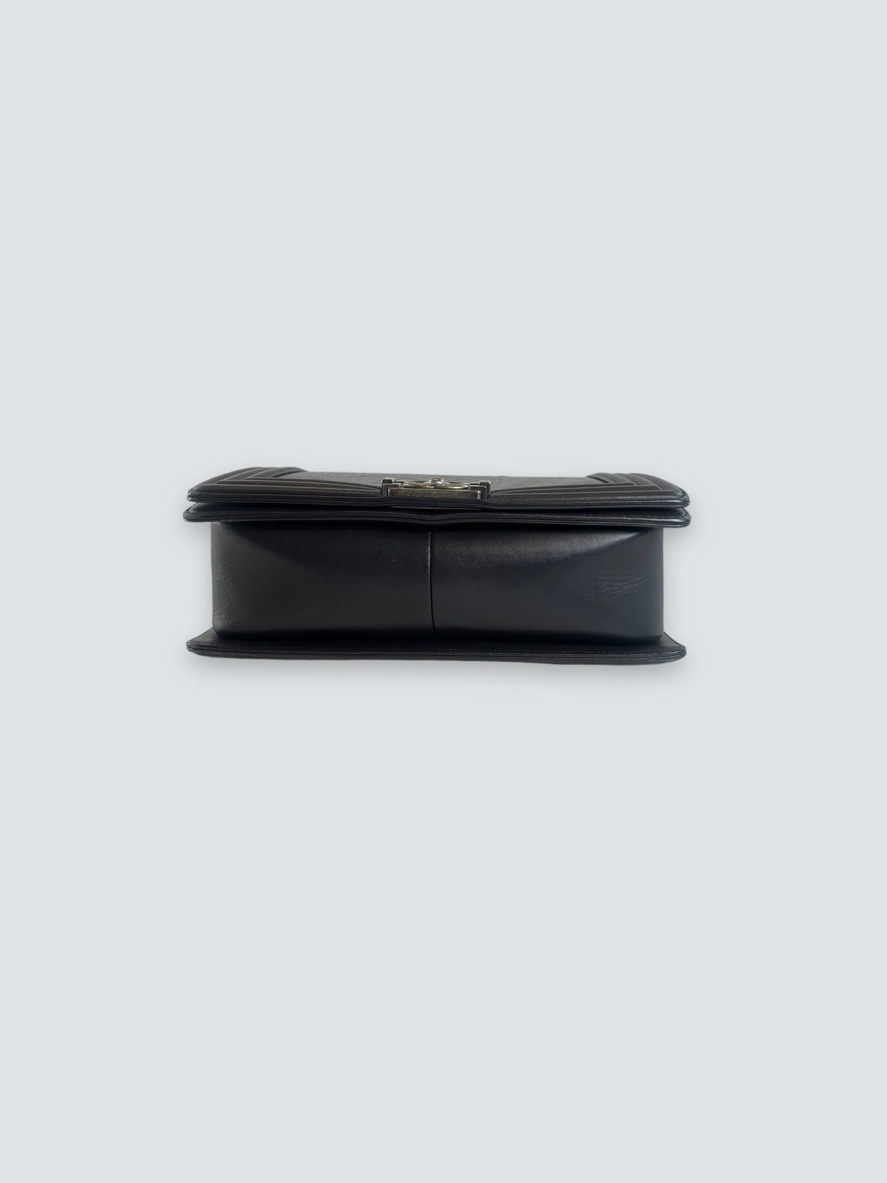 Chanel Black Python and Calfskin Leather Medium Boy Bag