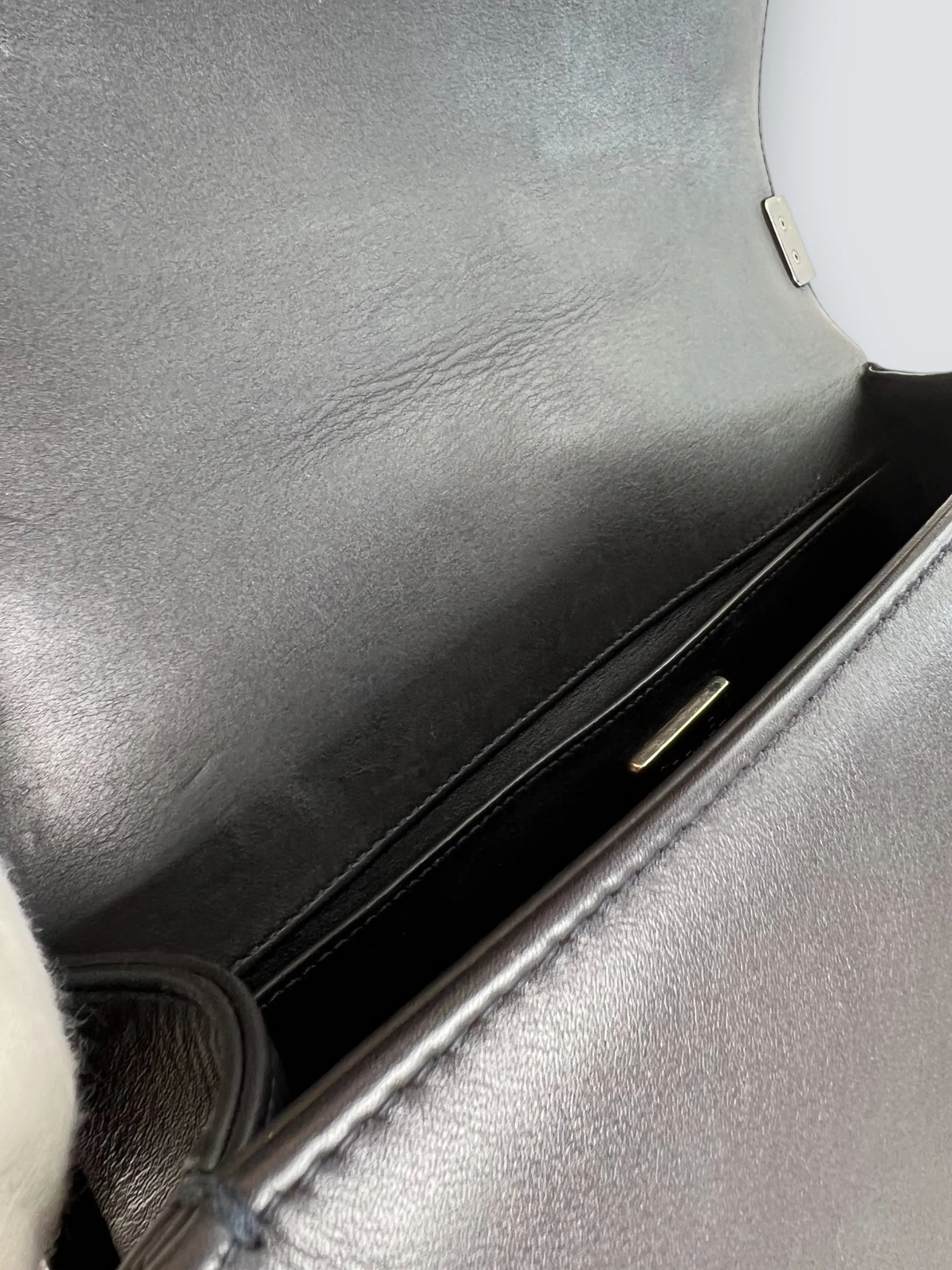 Chanel Black Python and Calfskin Leather Medium Boy Bag