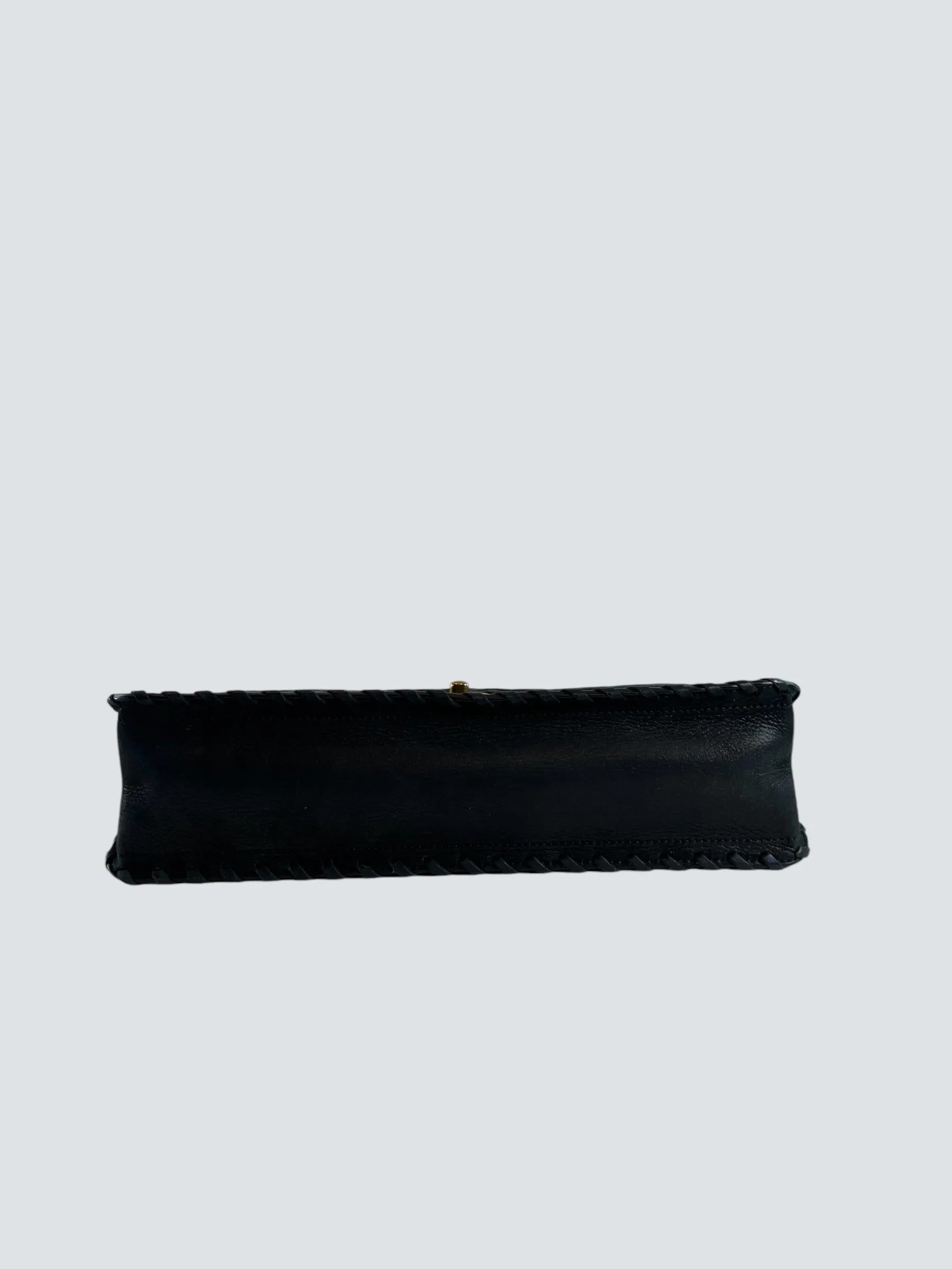 Chanel Black Stitched Leather Single Flap