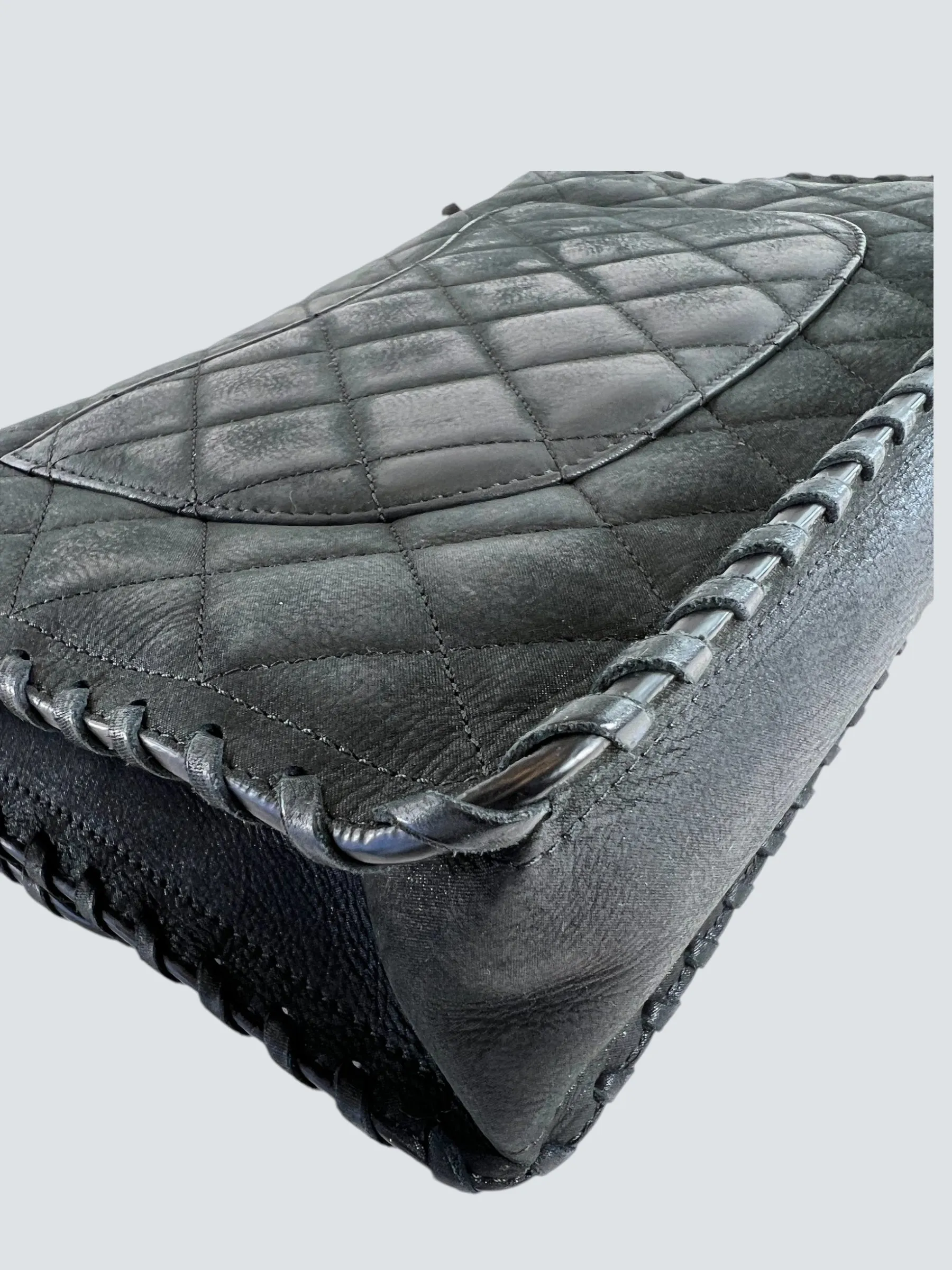 Chanel Black Stitched Leather Single Flap