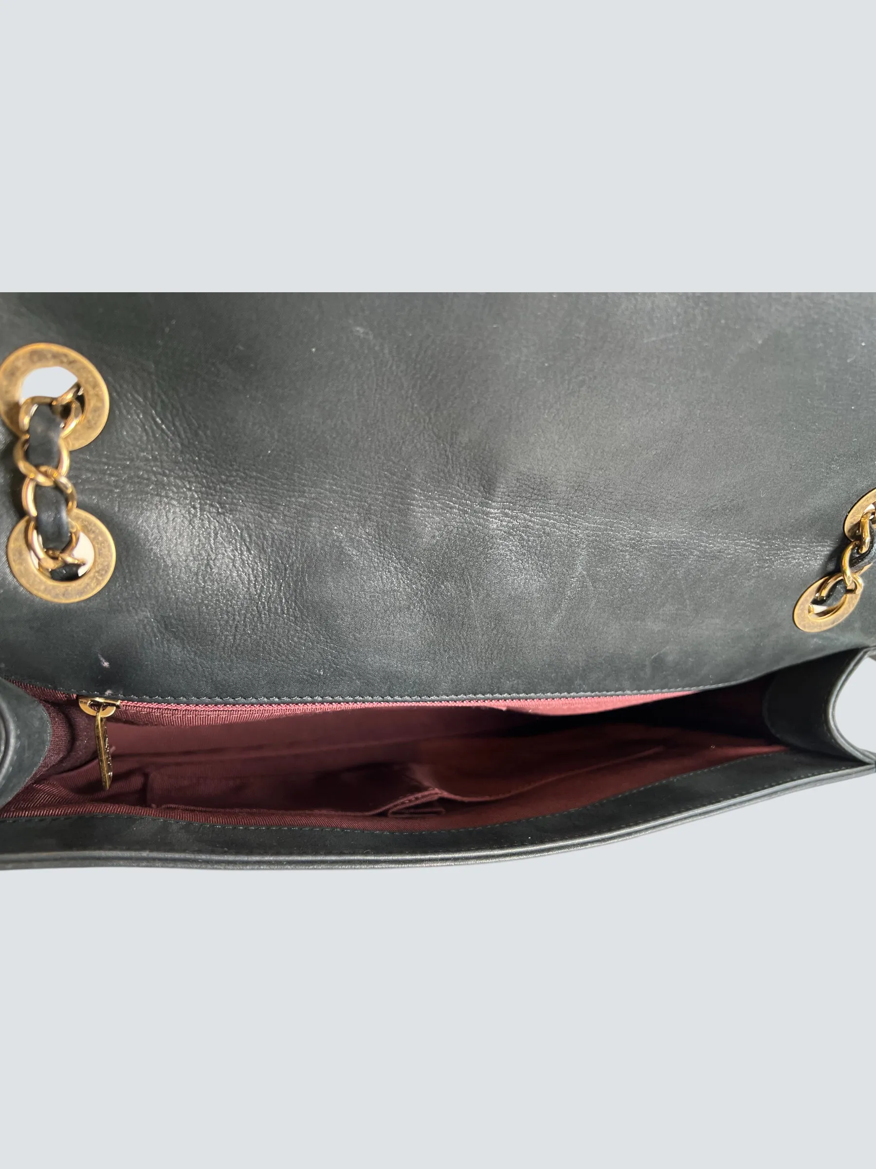 Chanel Black Stitched Leather Single Flap