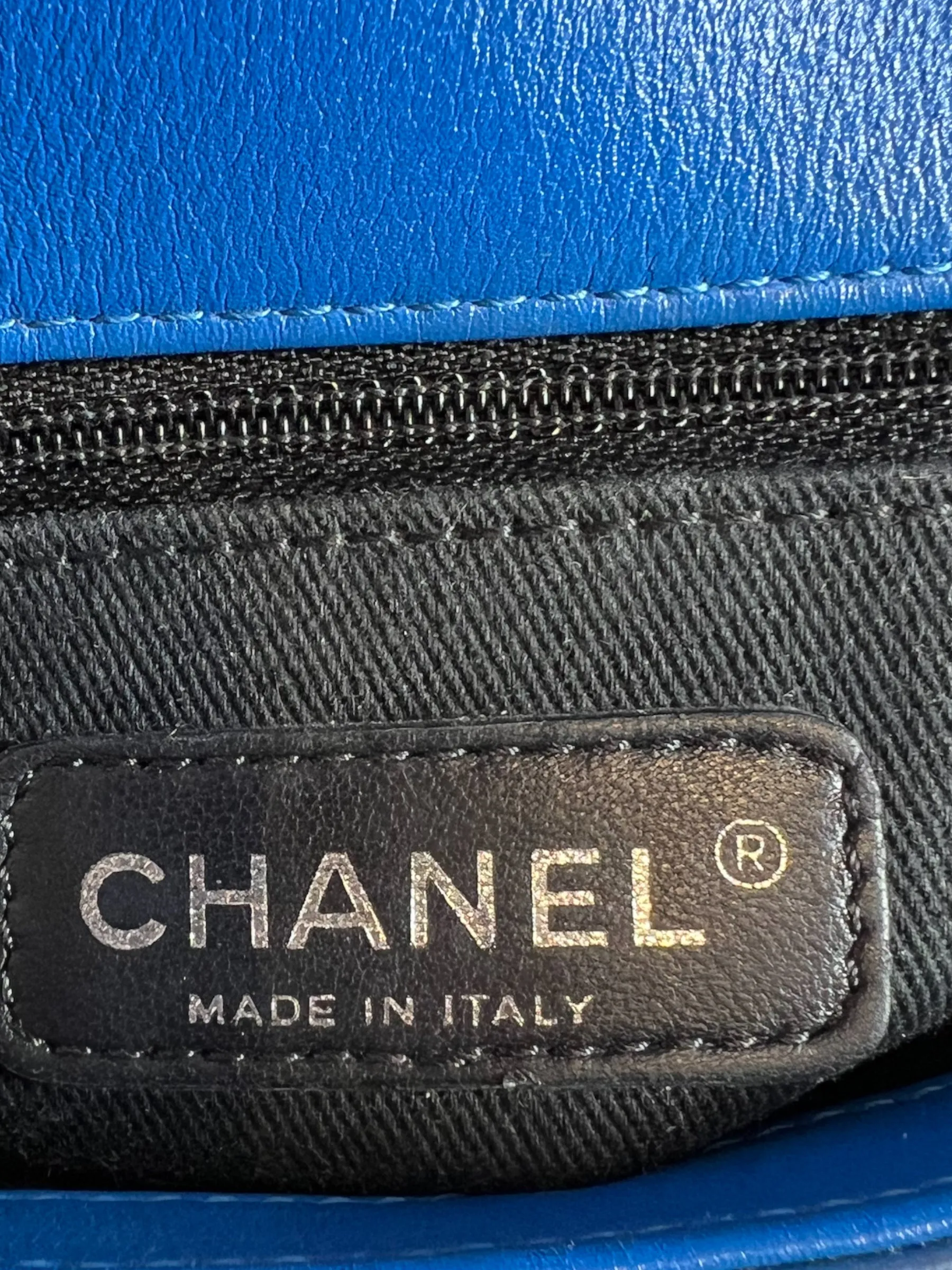 Chanel Blue Matelasse Patent Leather Mini Rectangular Single Flap