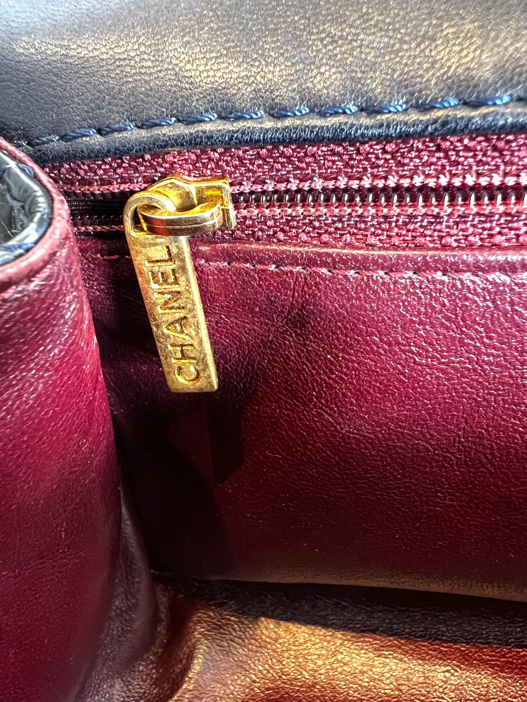 Chanel Navy Patent Leather Double Compartment Reissue 2.55