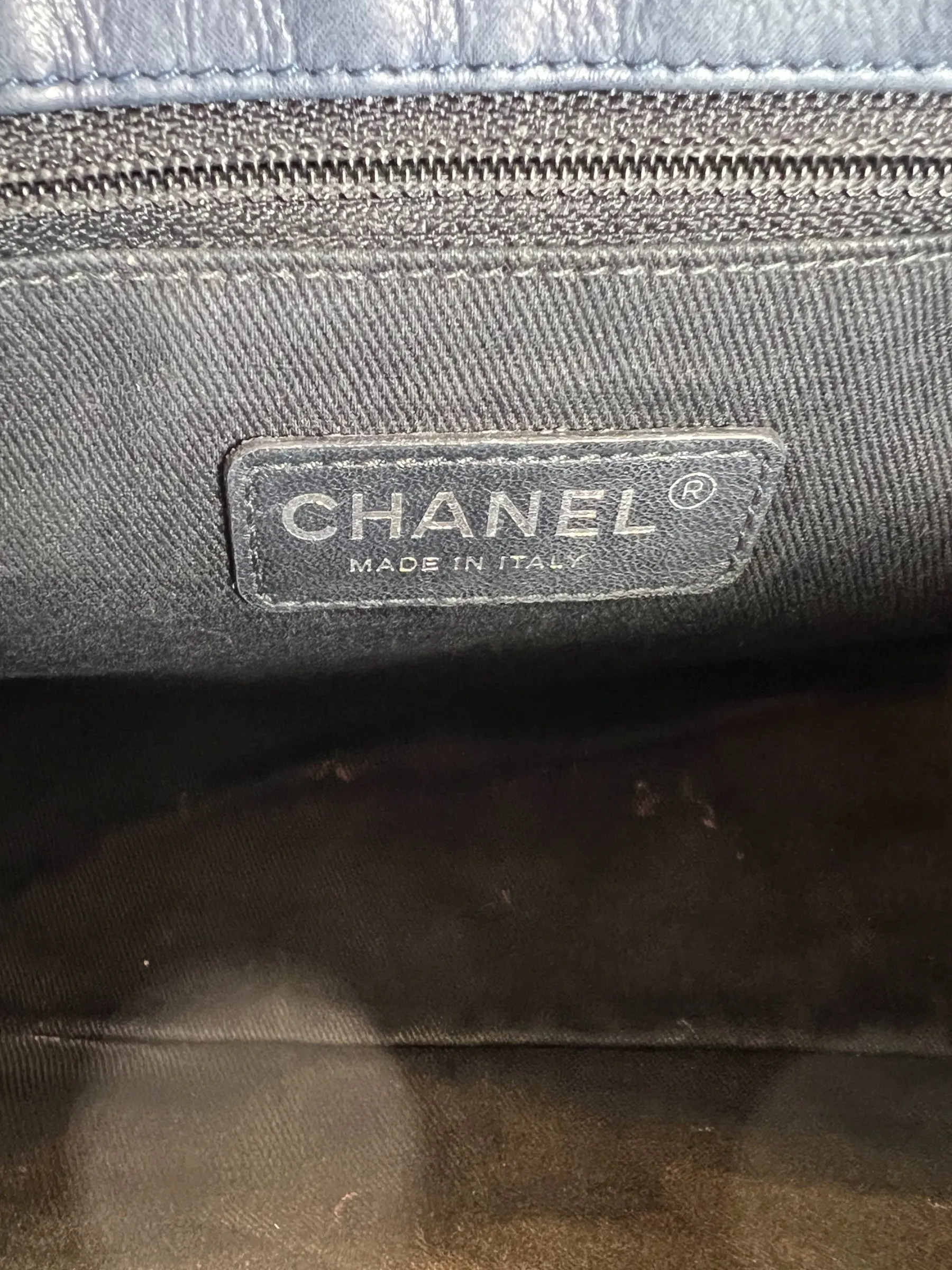 Chanel Navy Quilted Lambskin Leather Shoulder Bag