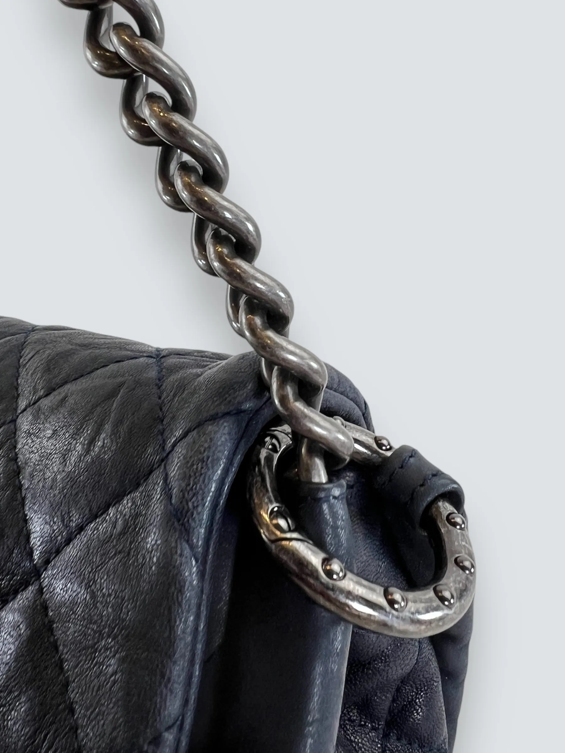 Chanel Navy Quilted Lambskin Leather Shoulder Bag