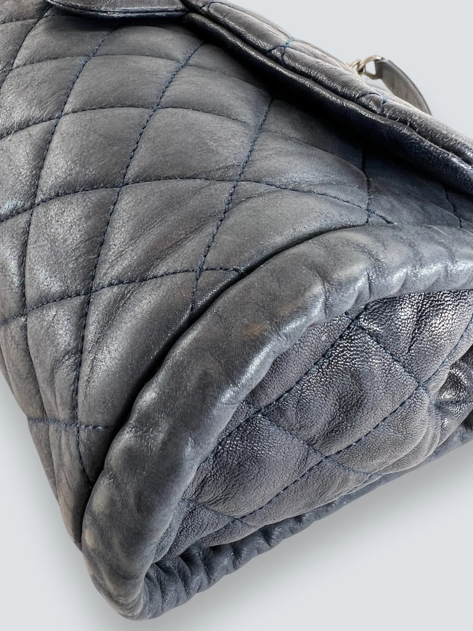 Chanel Navy Quilted Lambskin Leather Shoulder Bag