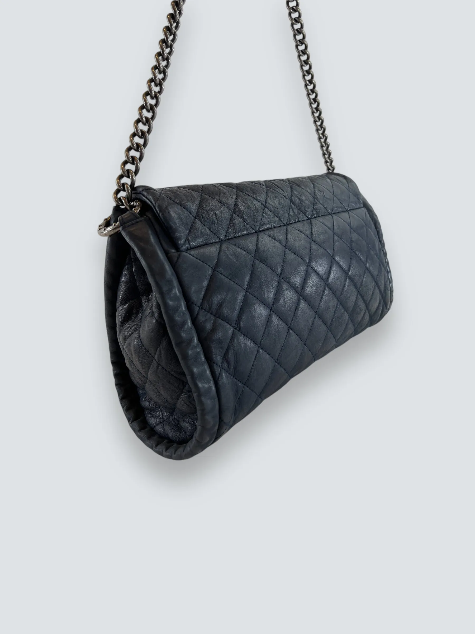 Chanel Navy Quilted Lambskin Leather Shoulder Bag