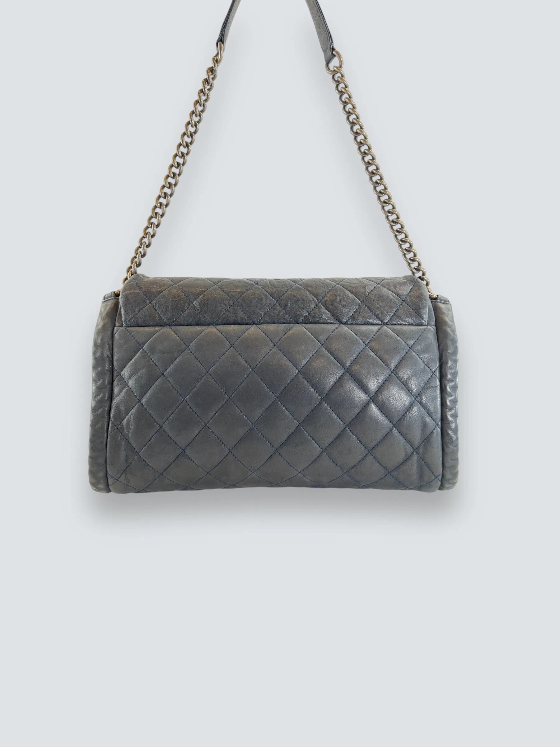 Chanel Navy Quilted Lambskin Leather Shoulder Bag