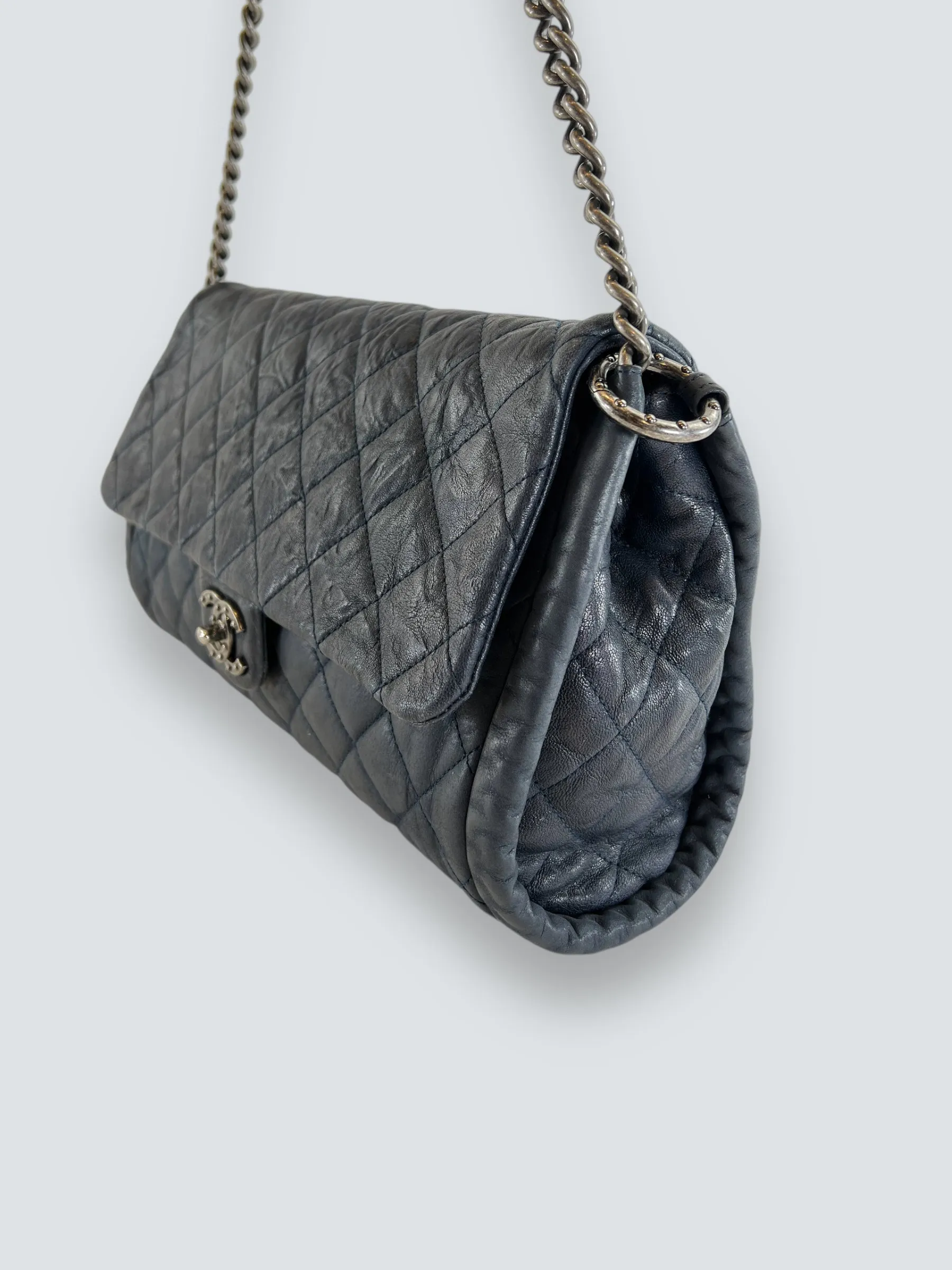 Chanel Navy Quilted Lambskin Leather Shoulder Bag