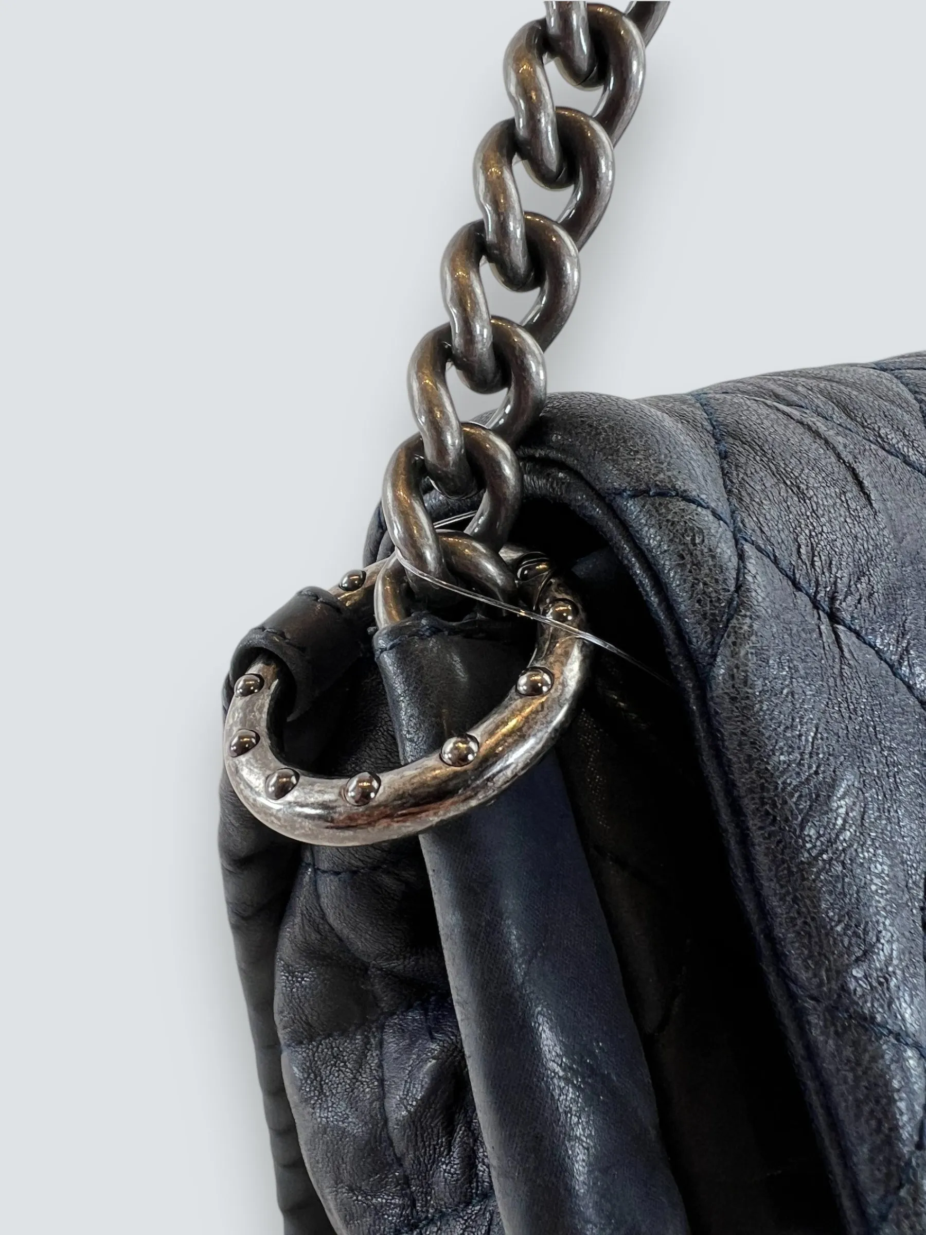 Chanel Navy Quilted Lambskin Leather Shoulder Bag