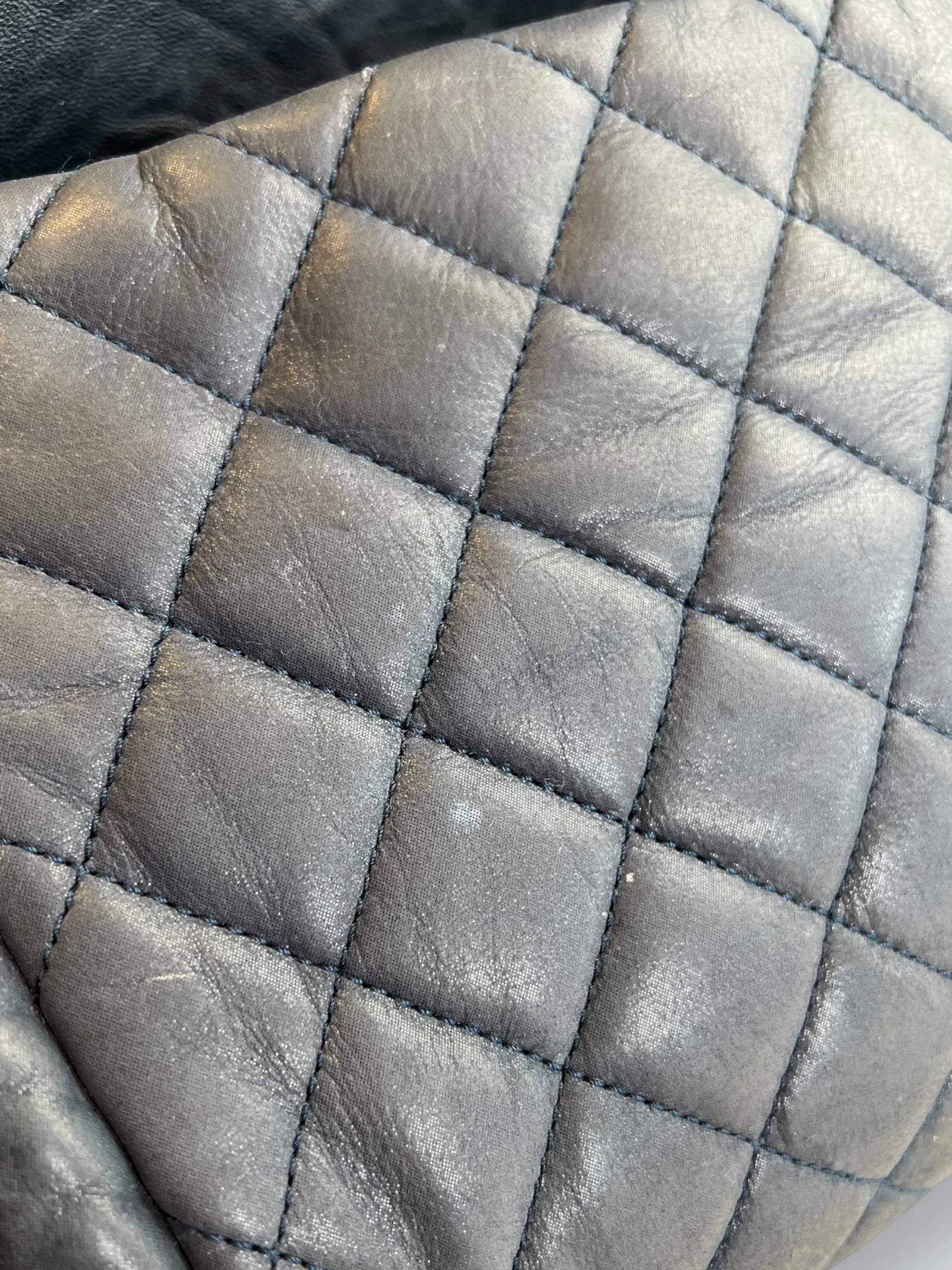 Chanel Navy Quilted Lambskin Leather Shoulder Bag
