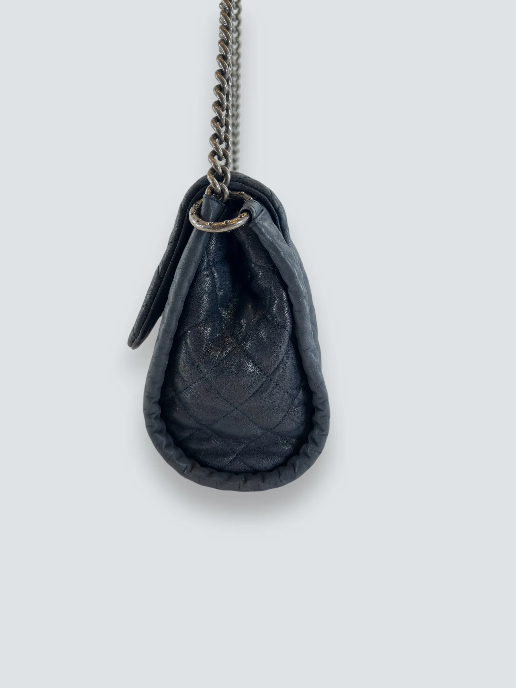 Chanel Navy Quilted Lambskin Leather Shoulder Bag