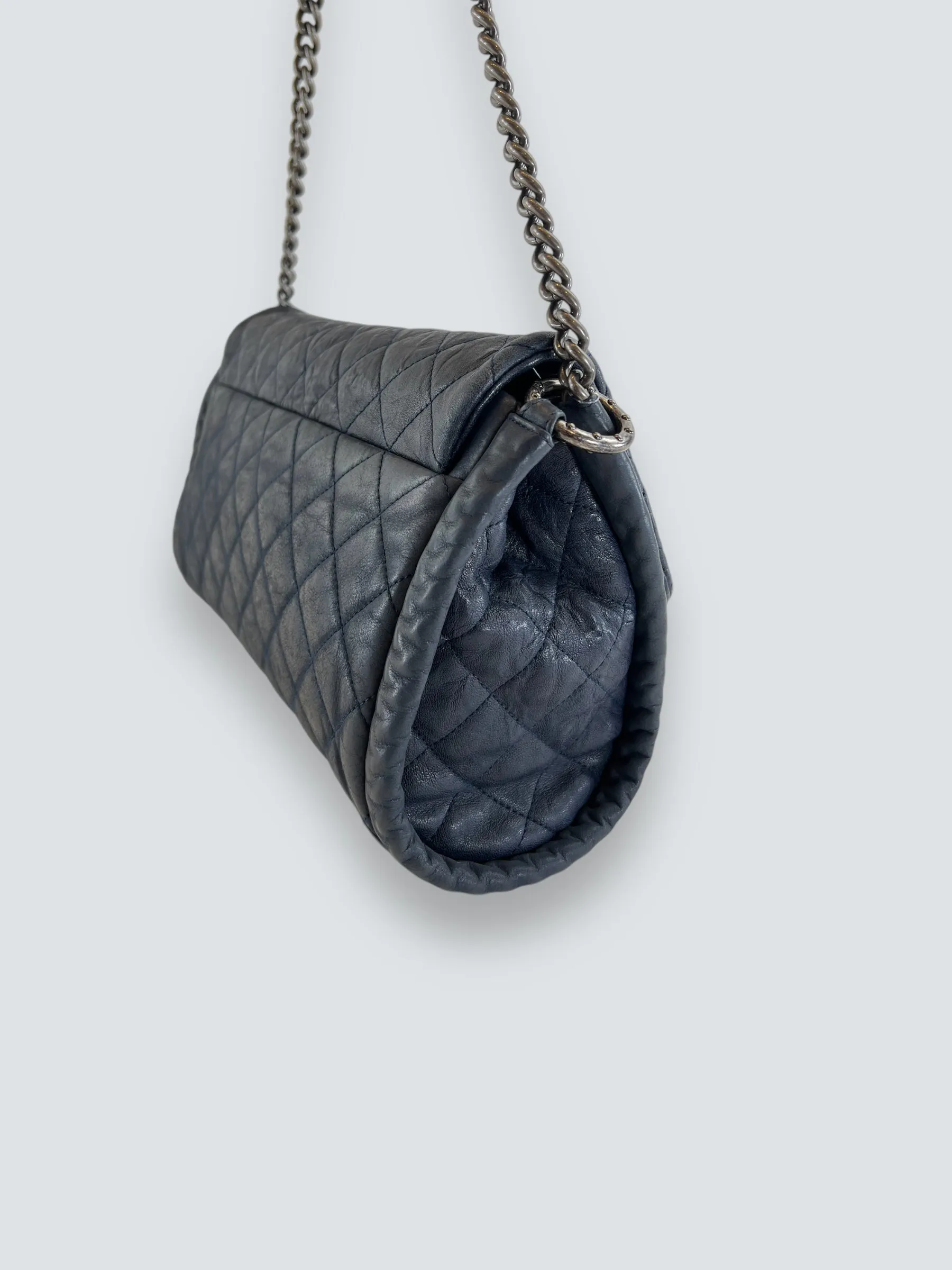 Chanel Navy Quilted Lambskin Leather Shoulder Bag