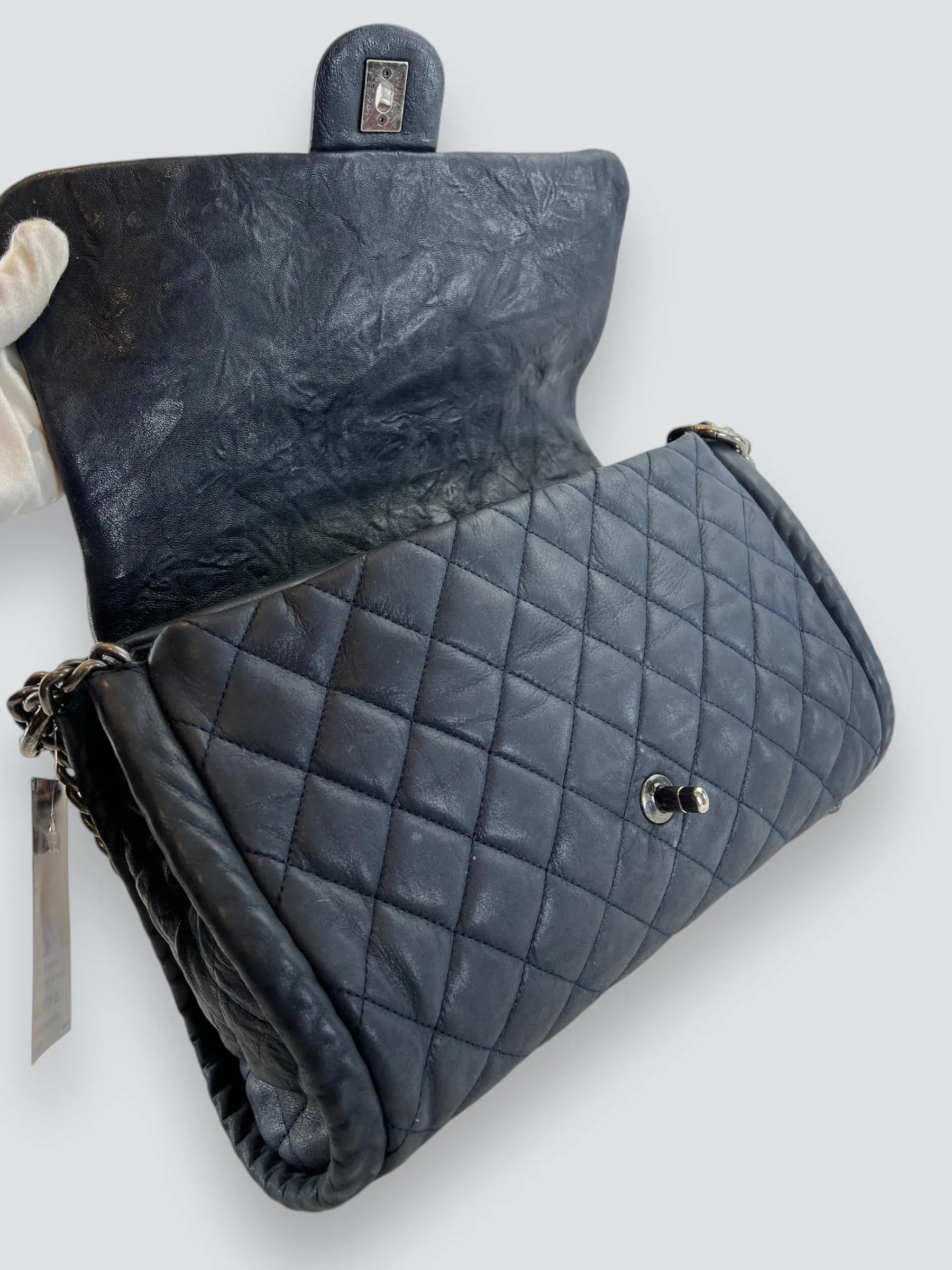Chanel Navy Quilted Lambskin Leather Shoulder Bag