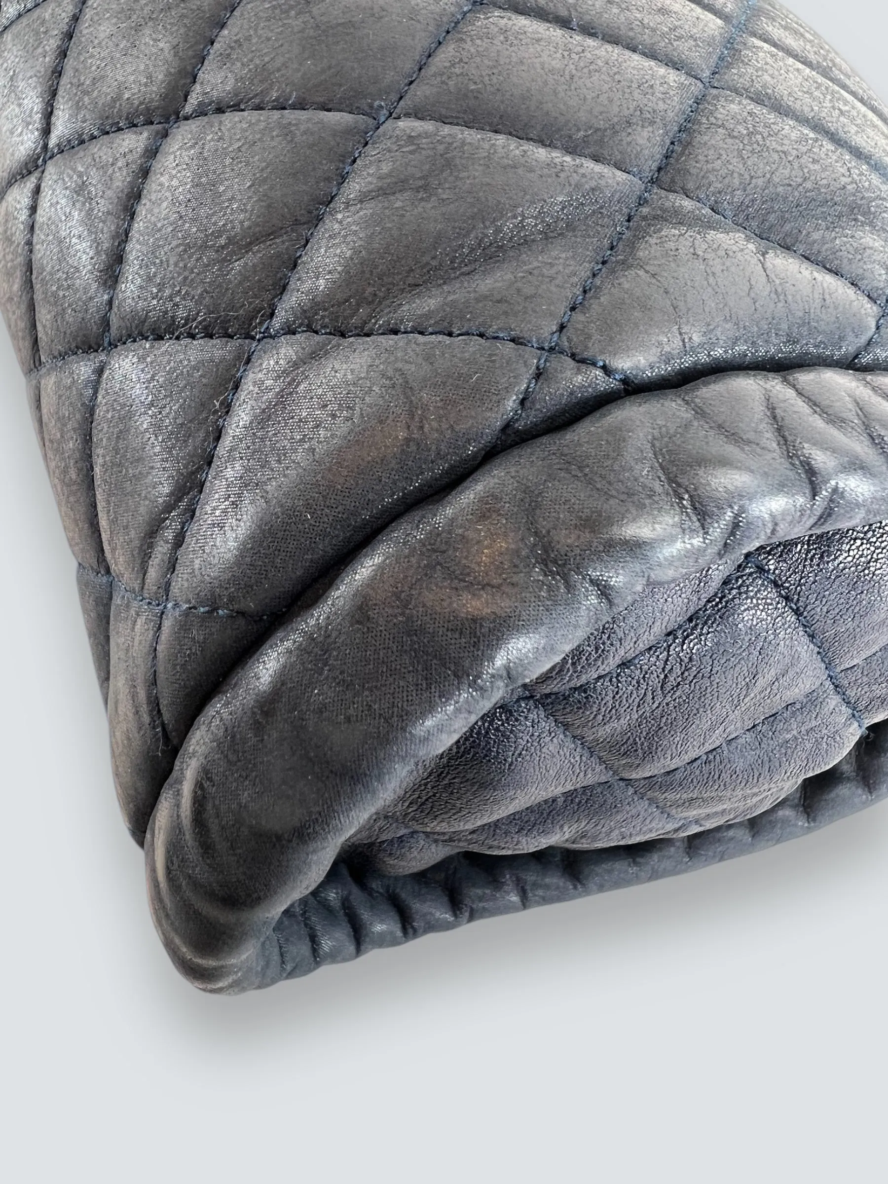 Chanel Navy Quilted Lambskin Leather Shoulder Bag
