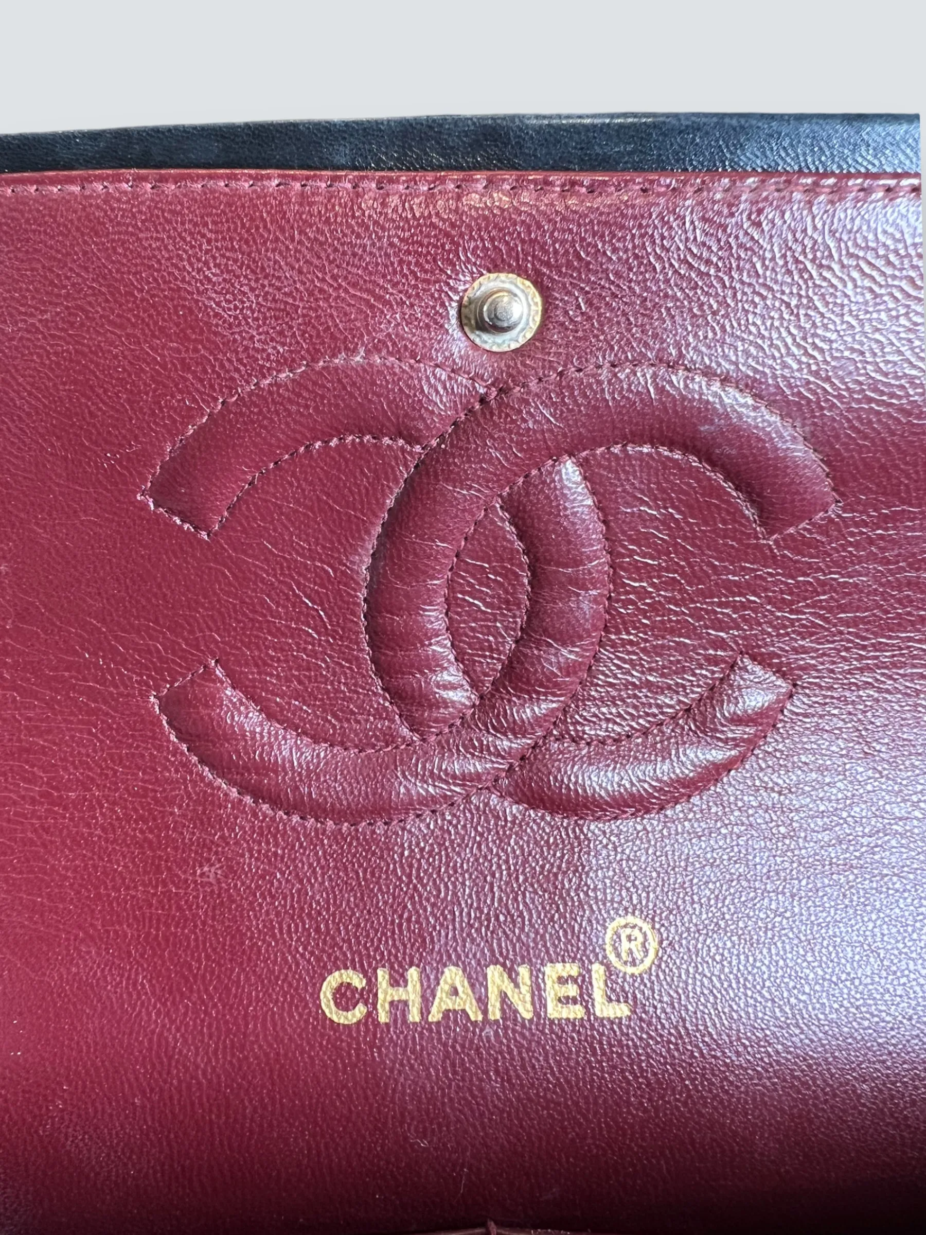 Chanel Vintage Black Lambskin Leather Medium Double Flap