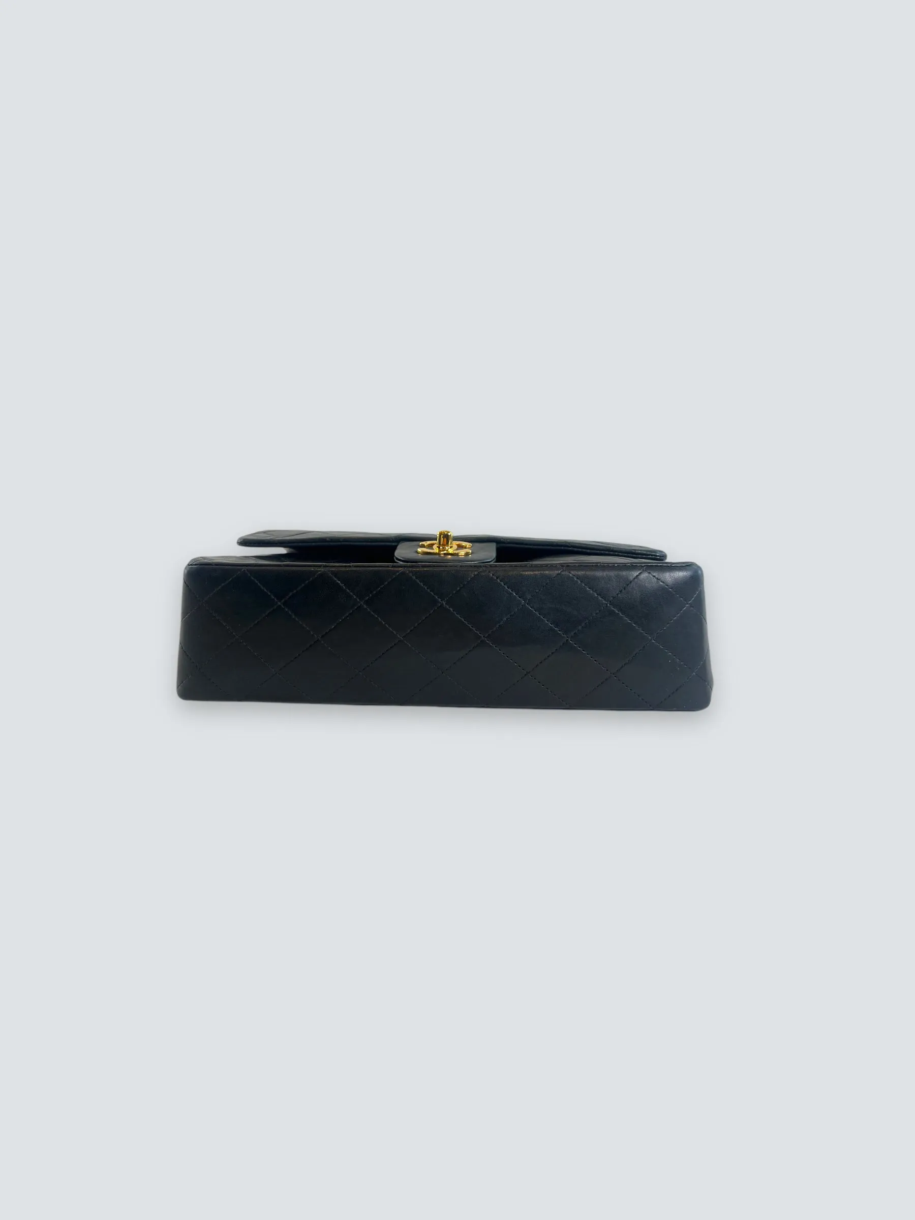 Chanel Vintage Black Lambskin Leather Medium Double Flap