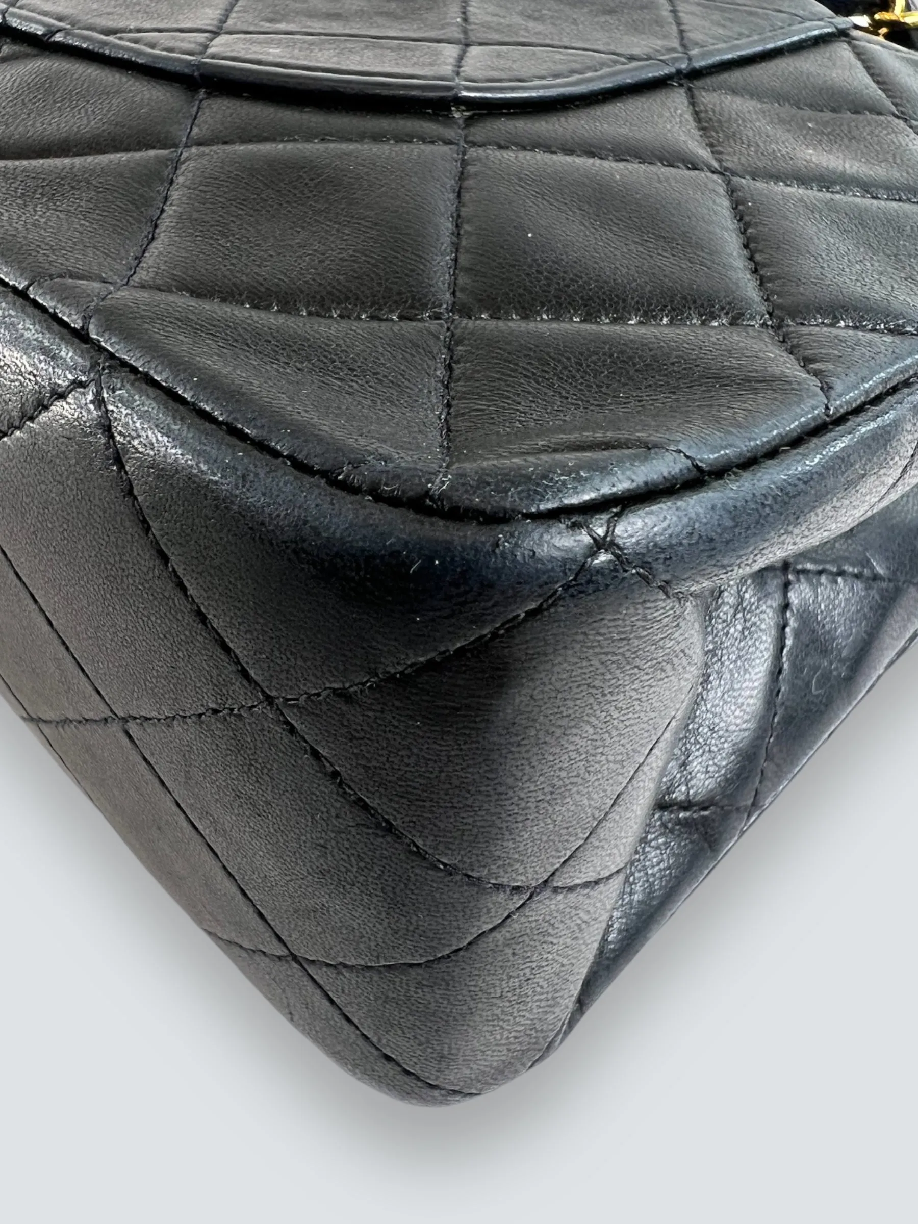 Chanel Vintage Black Lambskin Leather Medium Double Flap