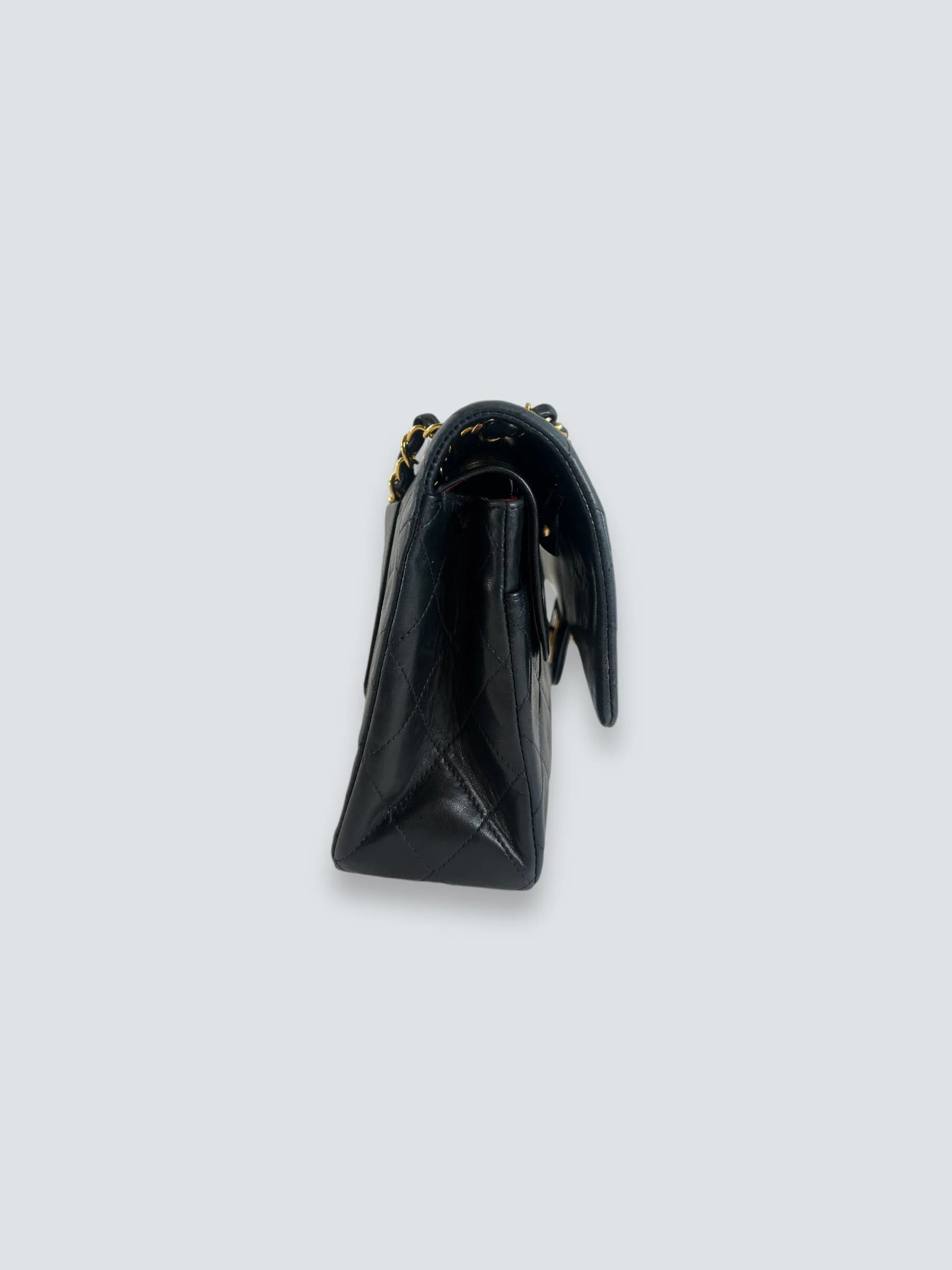 Chanel Vintage Black Lambskin Leather Medium Double Flap