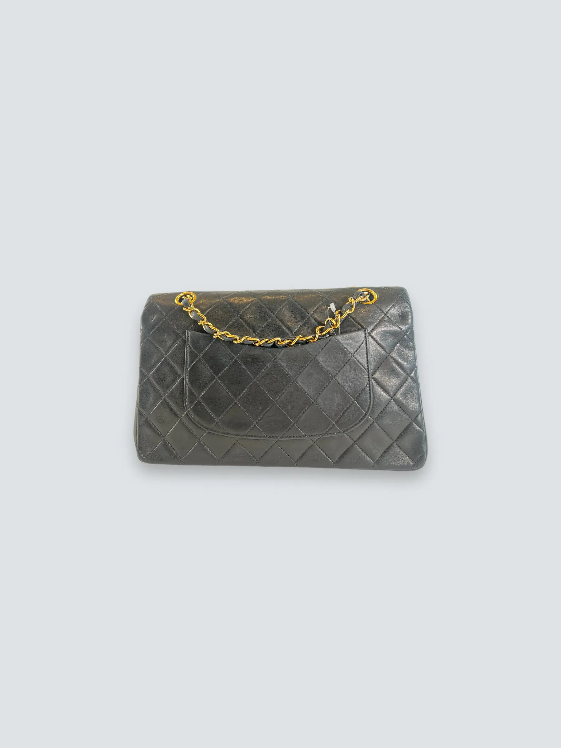 Chanel Vintage Black Lambskin Leather Medium Double Flap