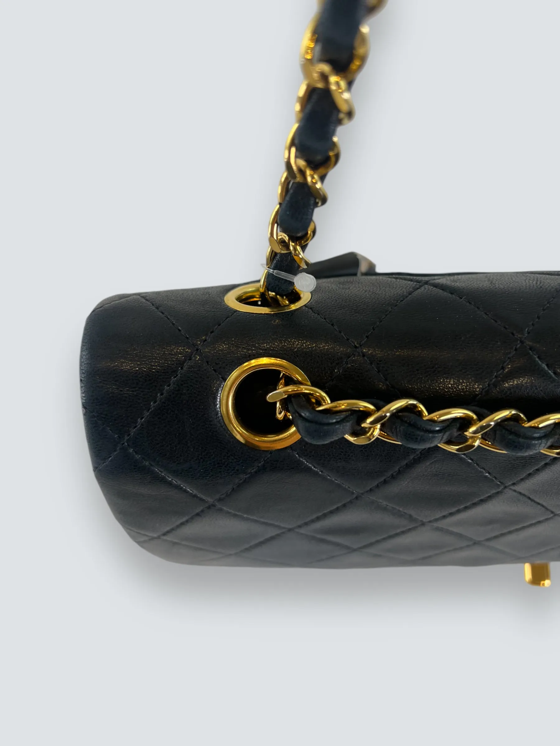 Chanel Vintage Black Lambskin Leather Medium Double Flap