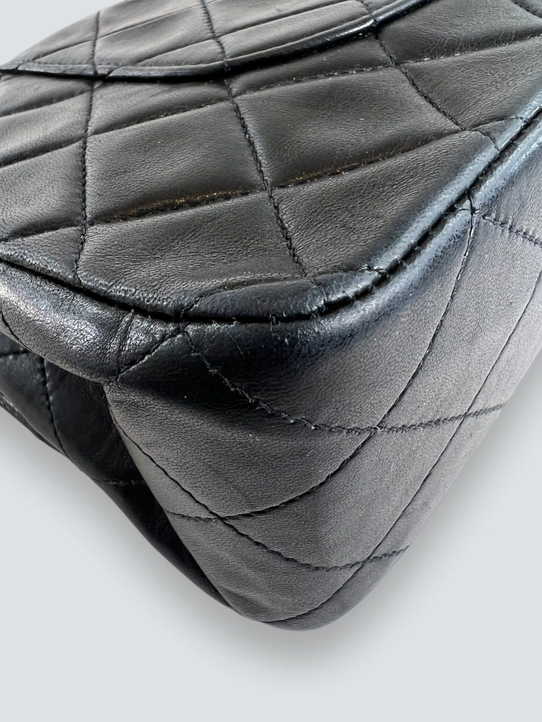 Chanel Vintage Black Lambskin Leather Medium Double Flap