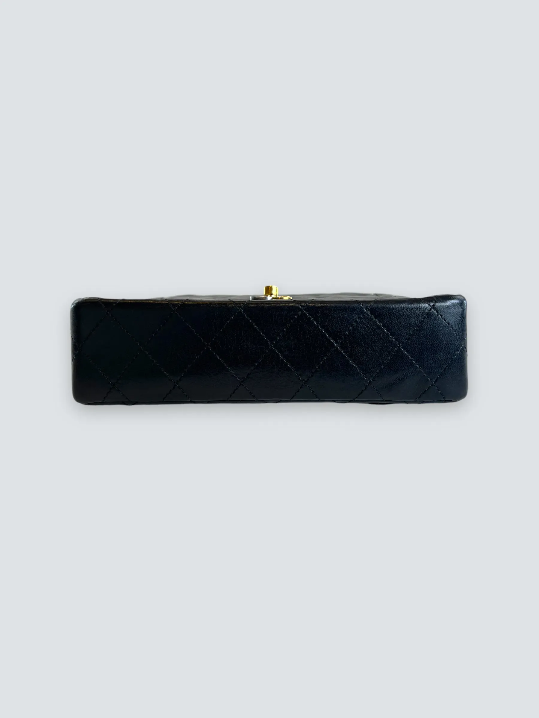 Chanel Vintage Black Lambskin Leather Small Double Flap