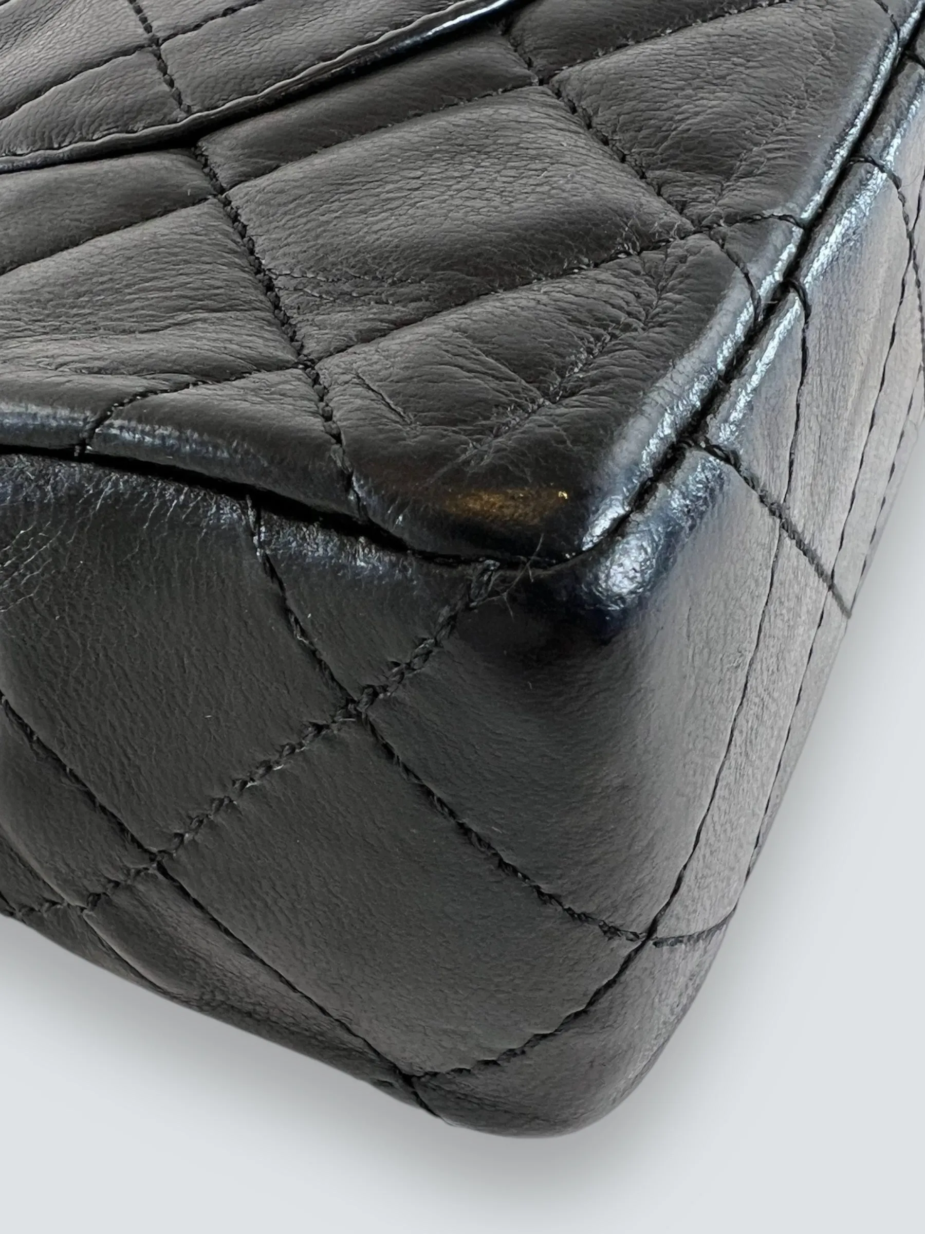 Chanel Vintage Black Lambskin Leather Small Double Flap