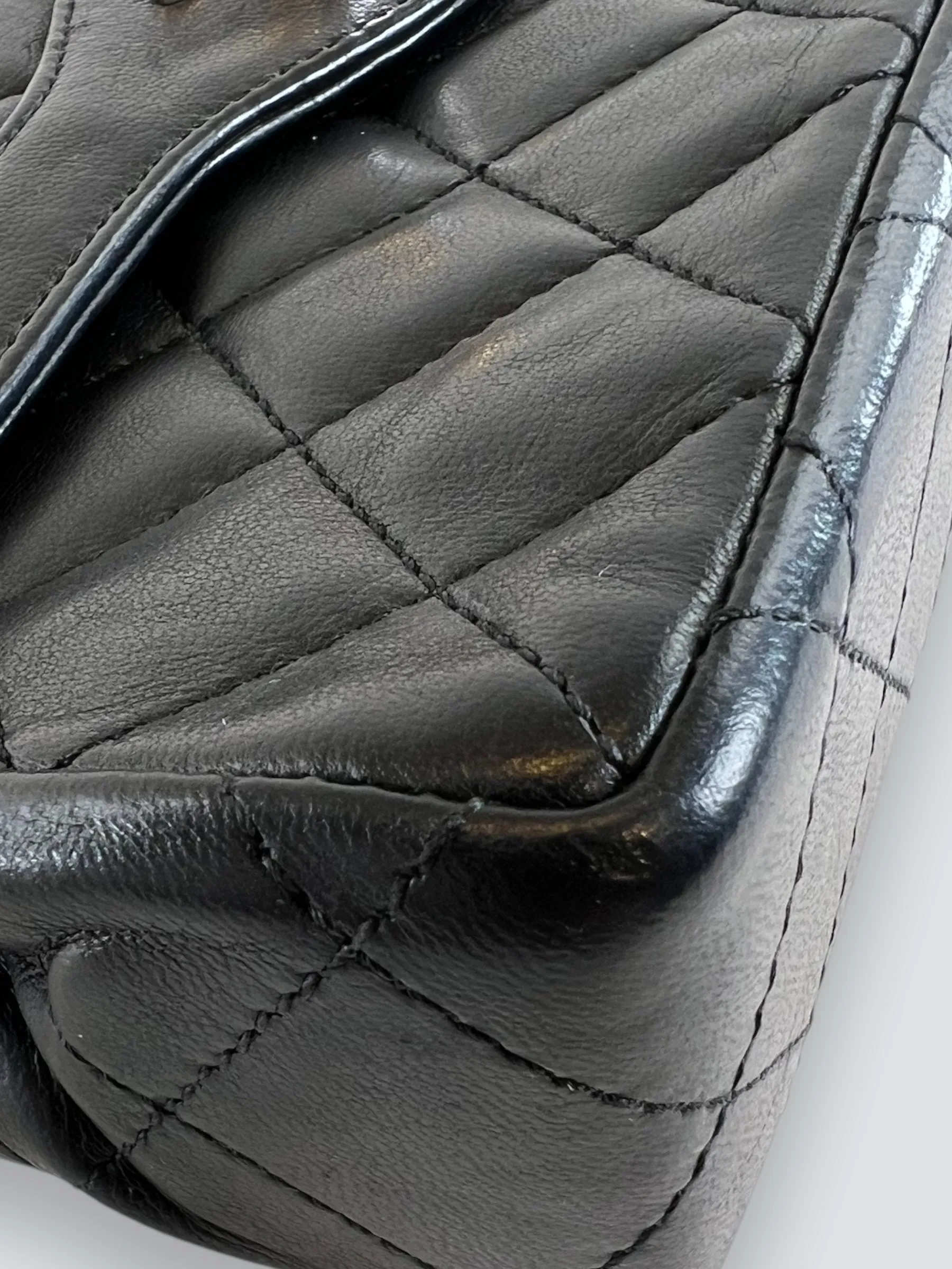 Chanel Vintage Black Lambskin Leather Small Double Flap