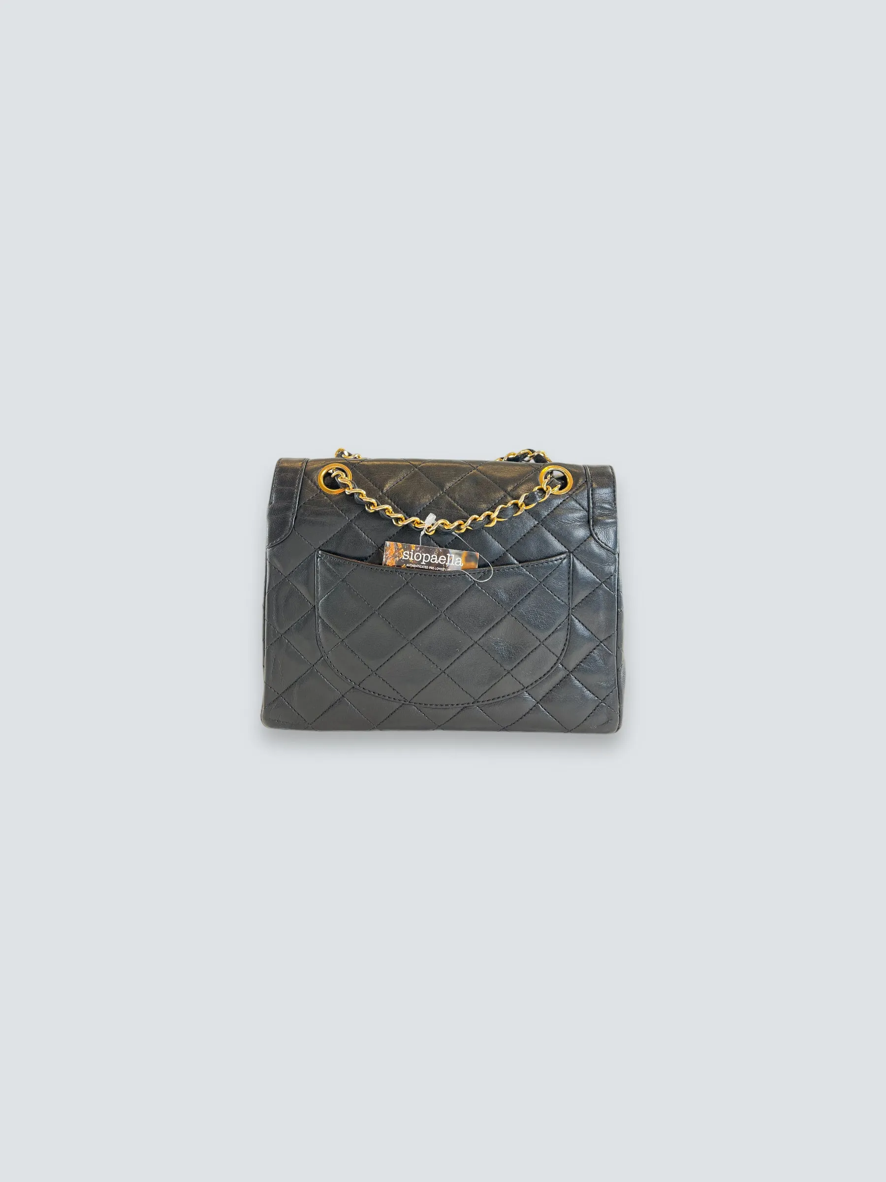 Chanel Vintage Black Lambskin Leather Small Double Flap