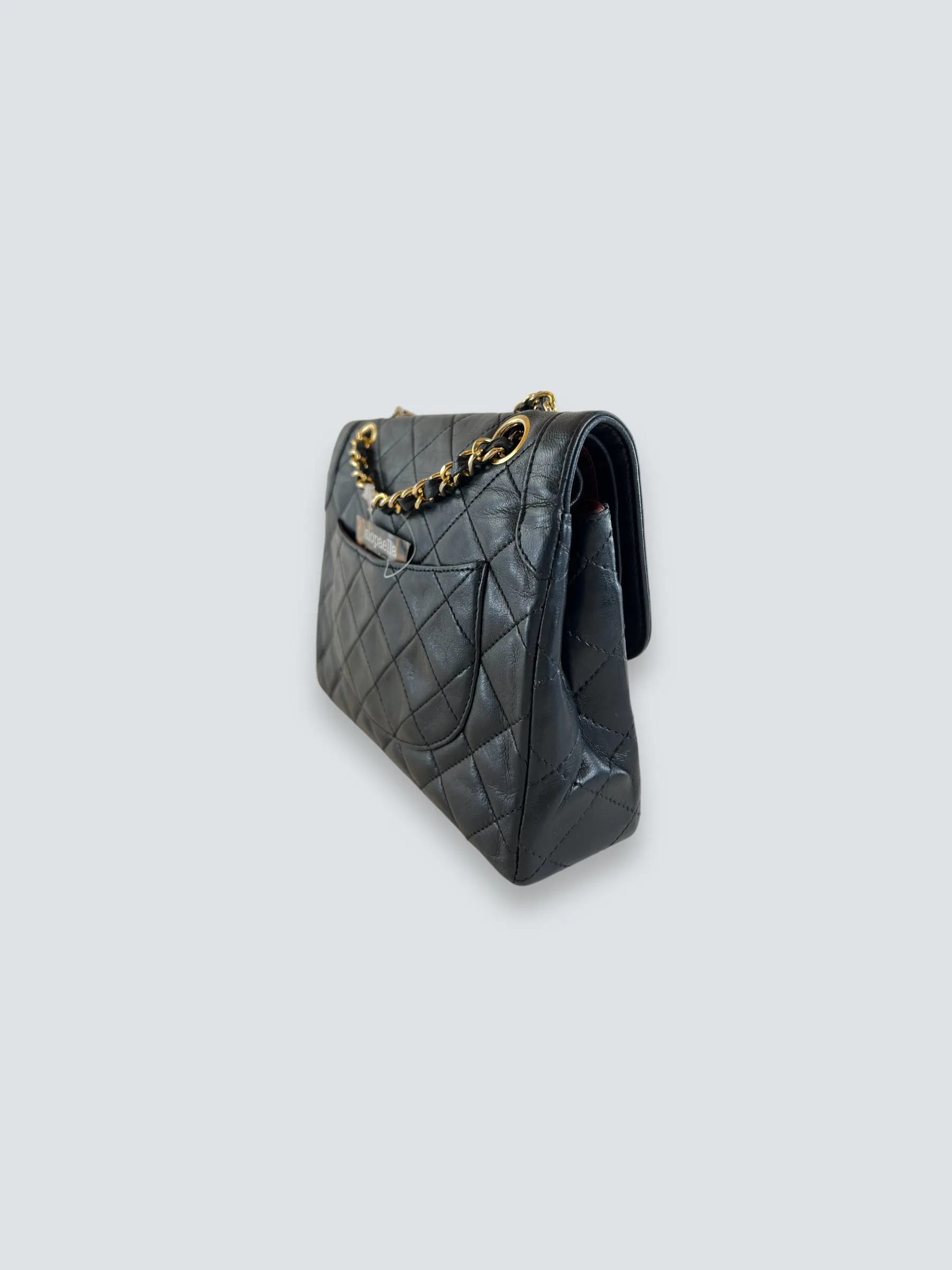 Chanel Vintage Black Lambskin Leather Small Double Flap