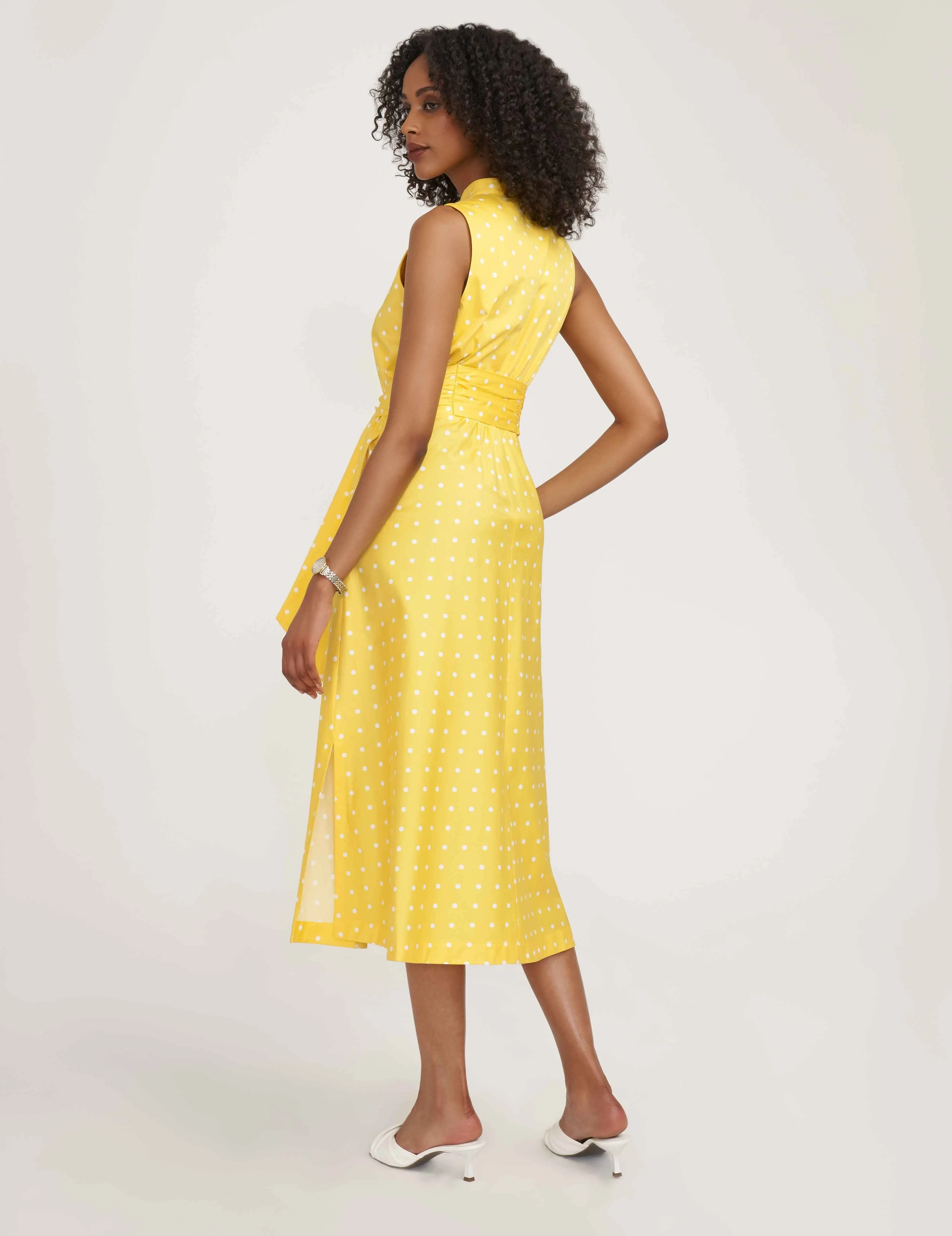 Cotton Midi Dress with Attached Sash- Sale