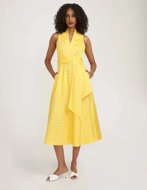 Cotton Midi Dress with Attached Sash- Sale