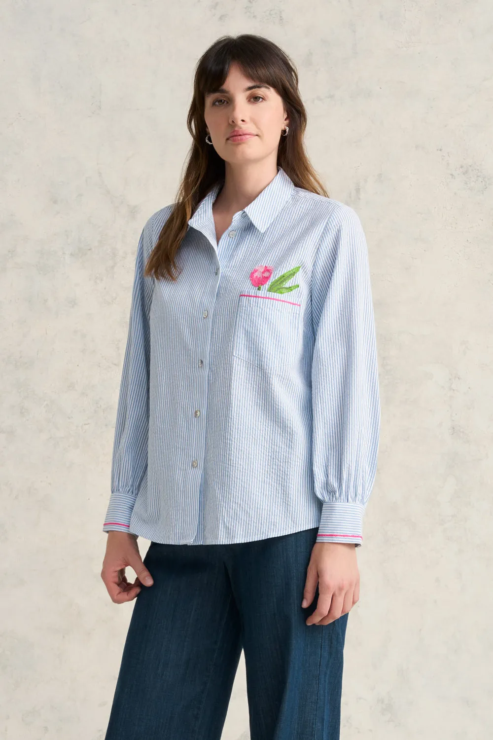 Cotton Seersucker Shirt - Jean