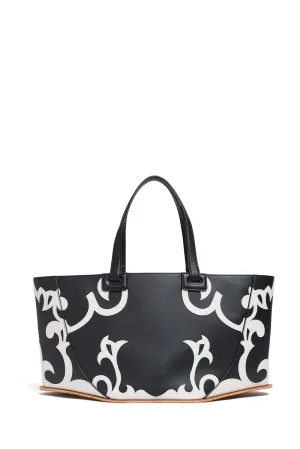 Coyote Western Tote Bag in Black & Ivory Leather